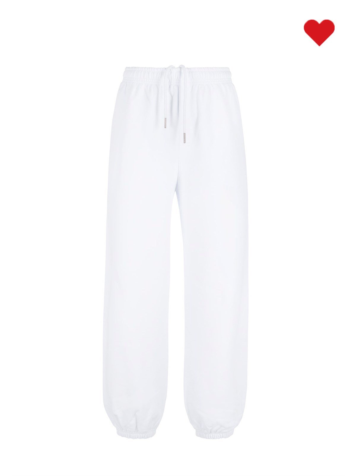 Beyaz Bol Paçası Lastikli Sweatpants