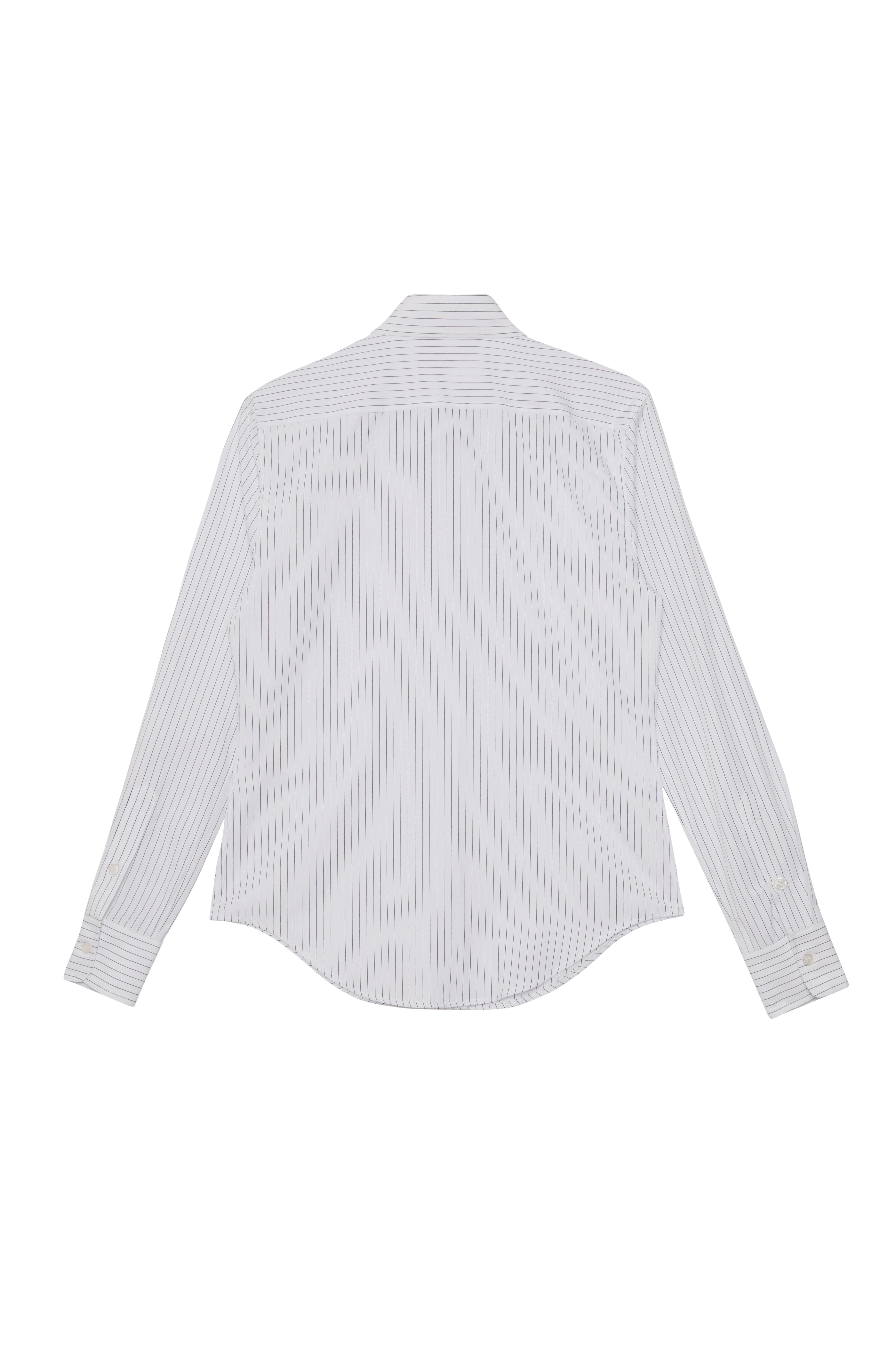 Beyaz Çizgili Slim Fit Gömlek