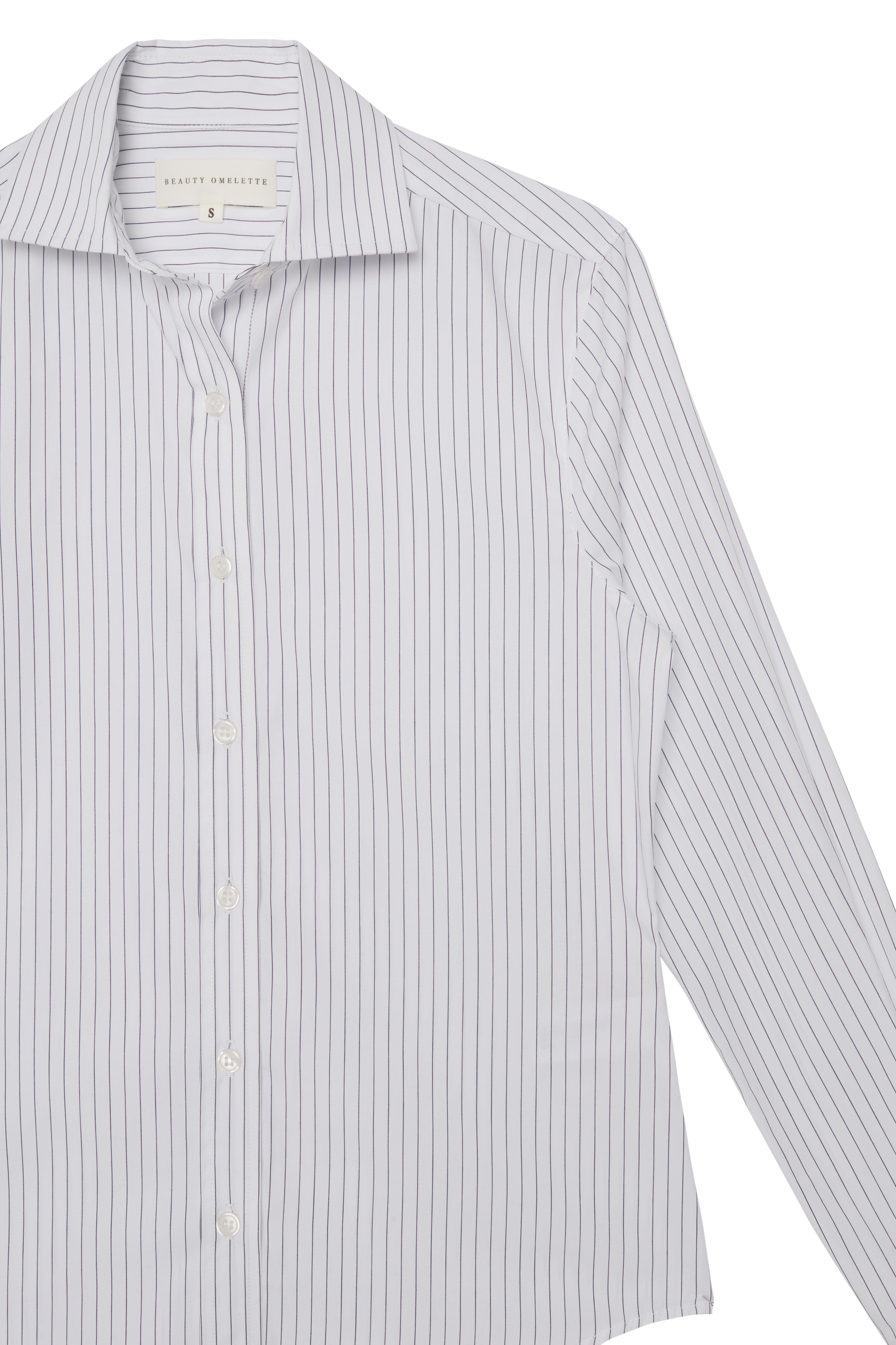 Beyaz Çizgili Slim Fit Gömlek