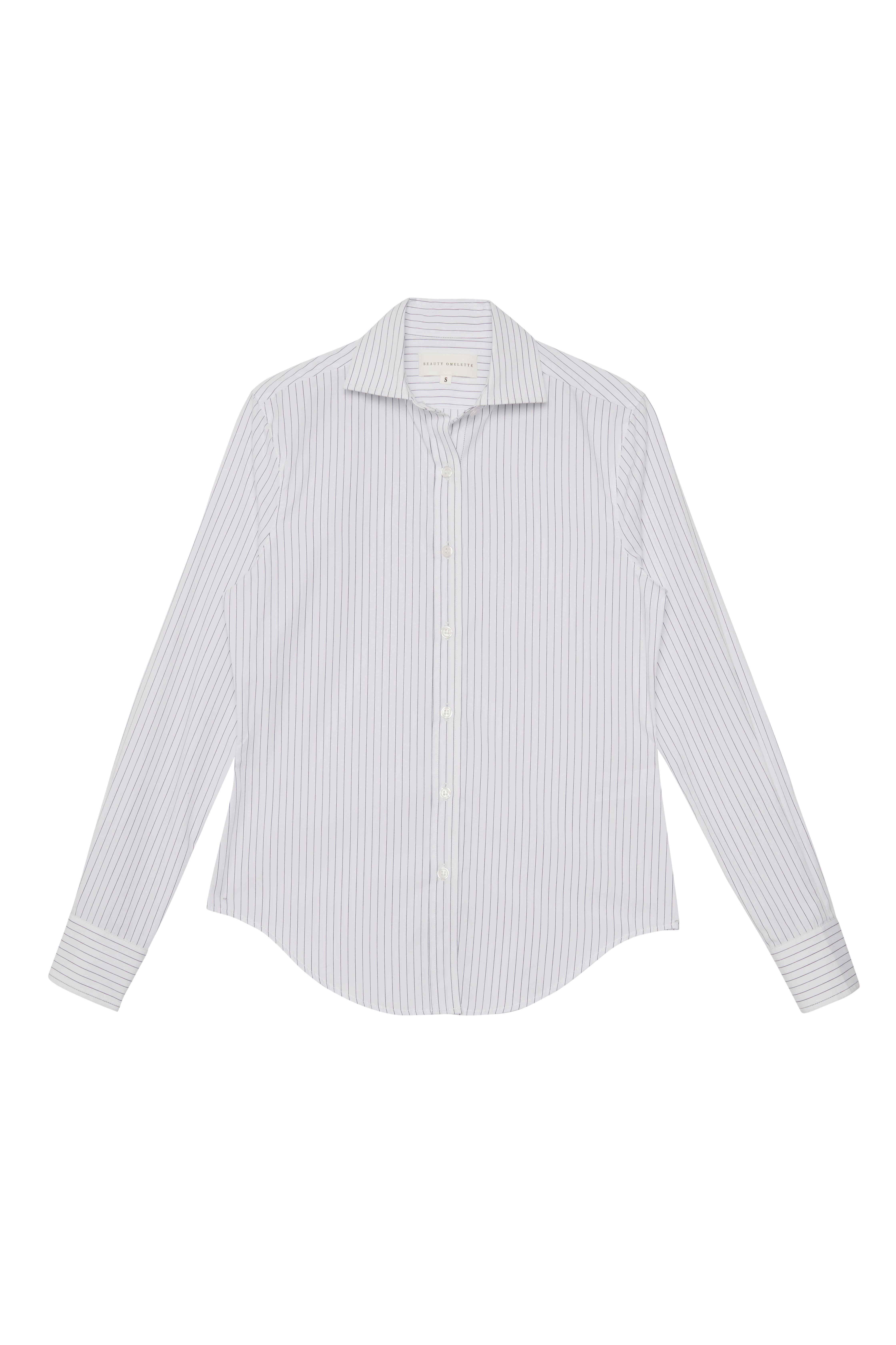 Beyaz Çizgili Slim Fit Gömlek