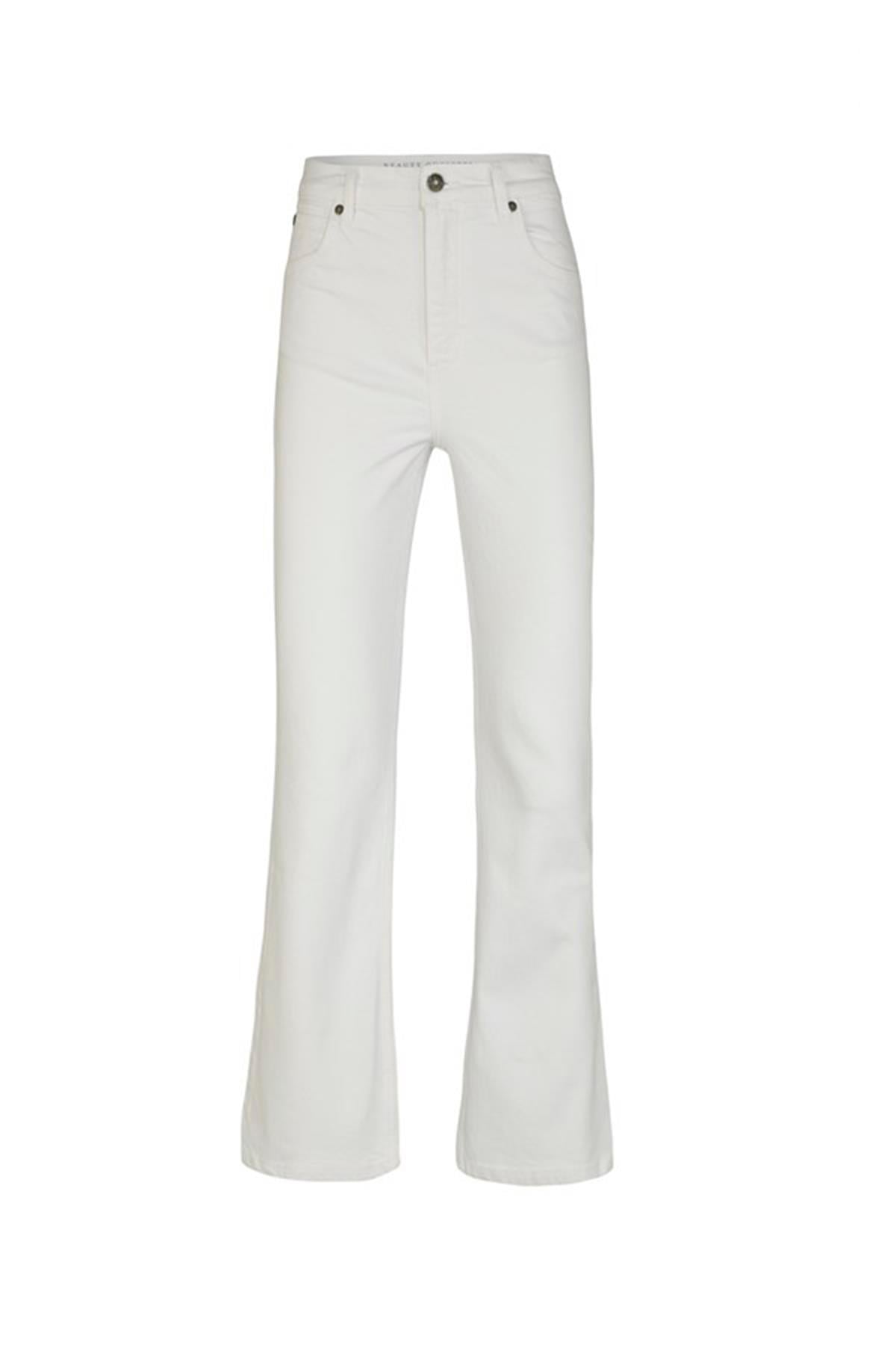 Beyaz Crop Flare Jean