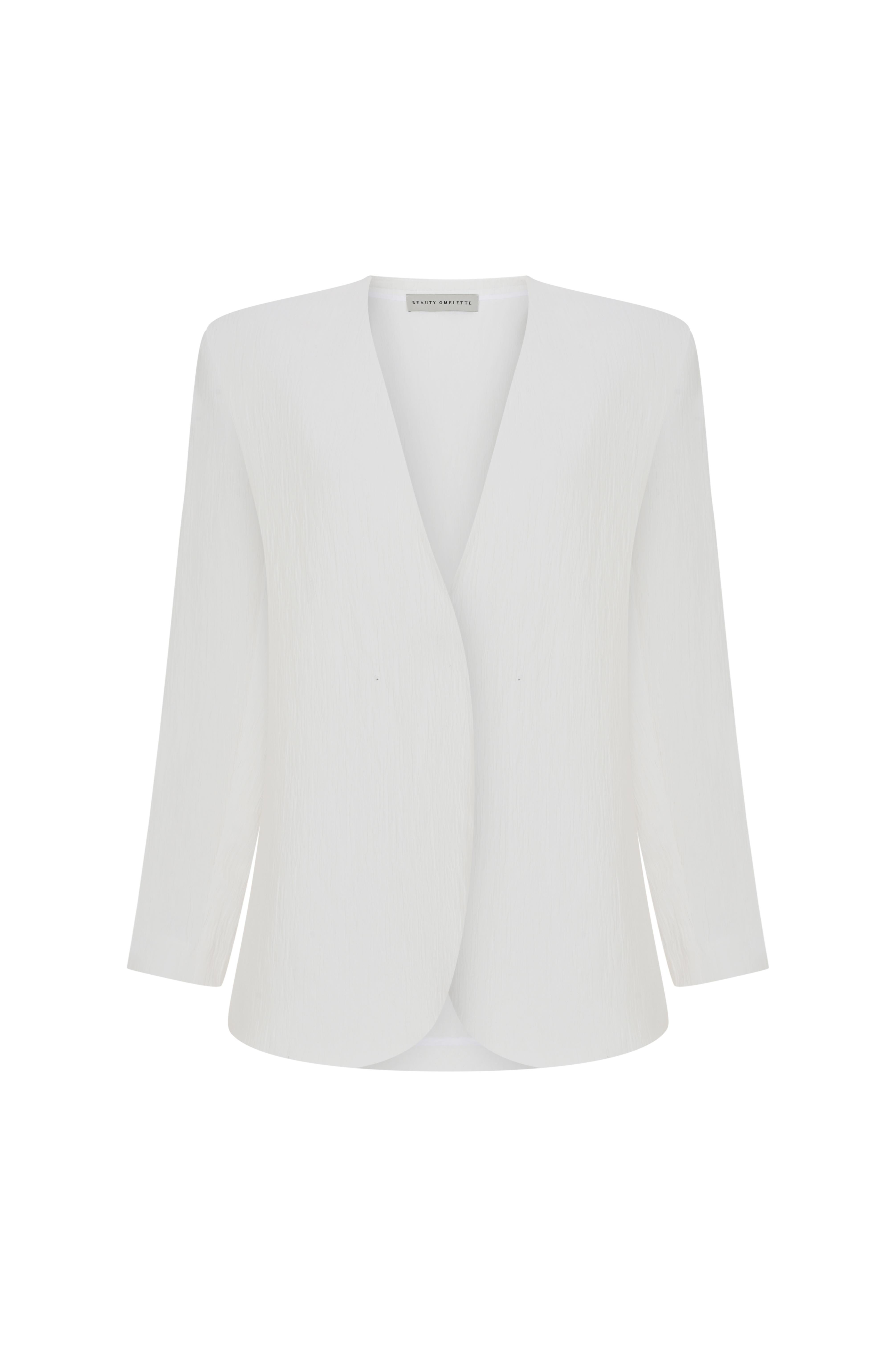 Beyaz Dokulu Hırka Ceket