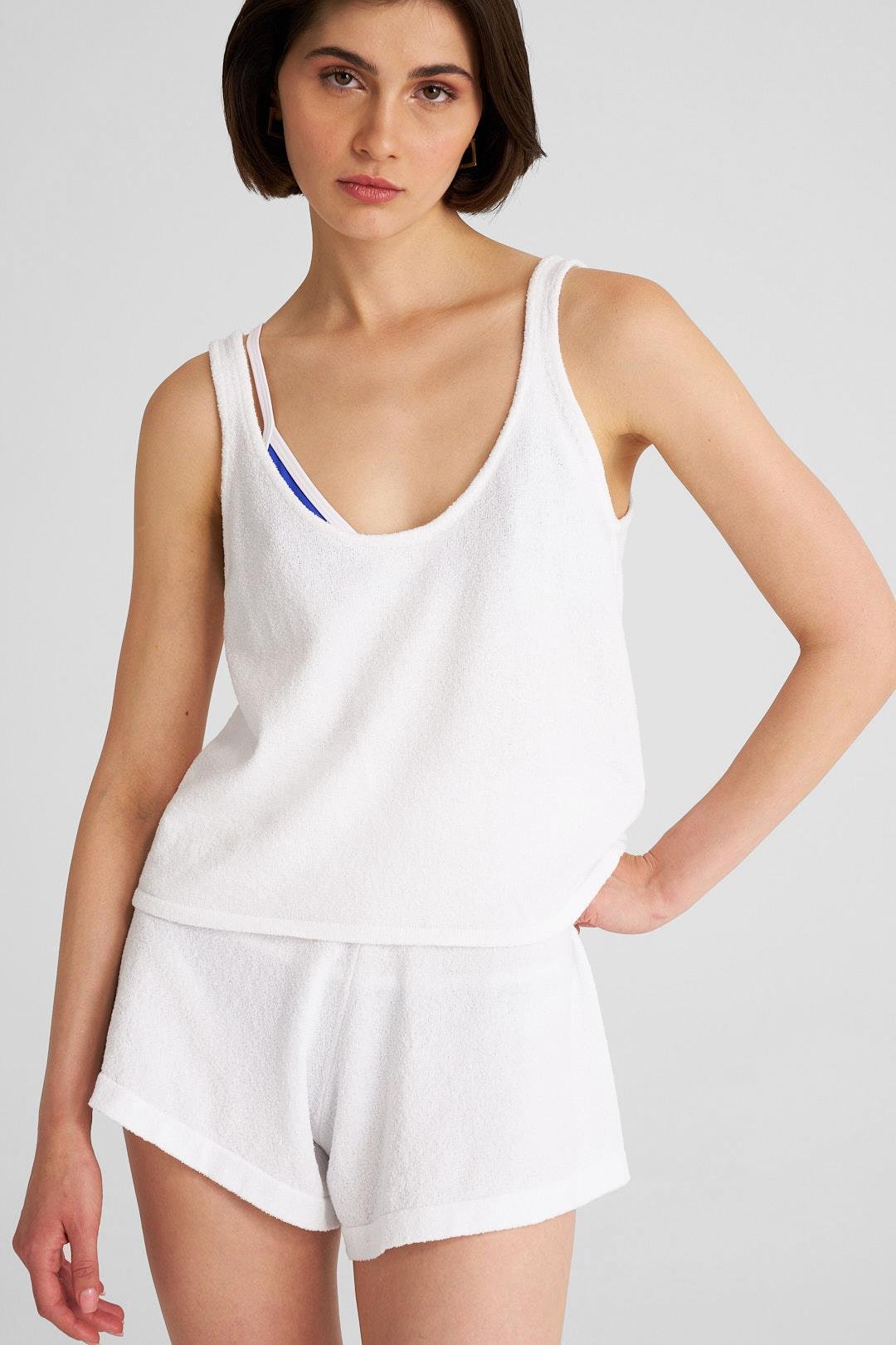 Beyaz Havlu Mini Şort