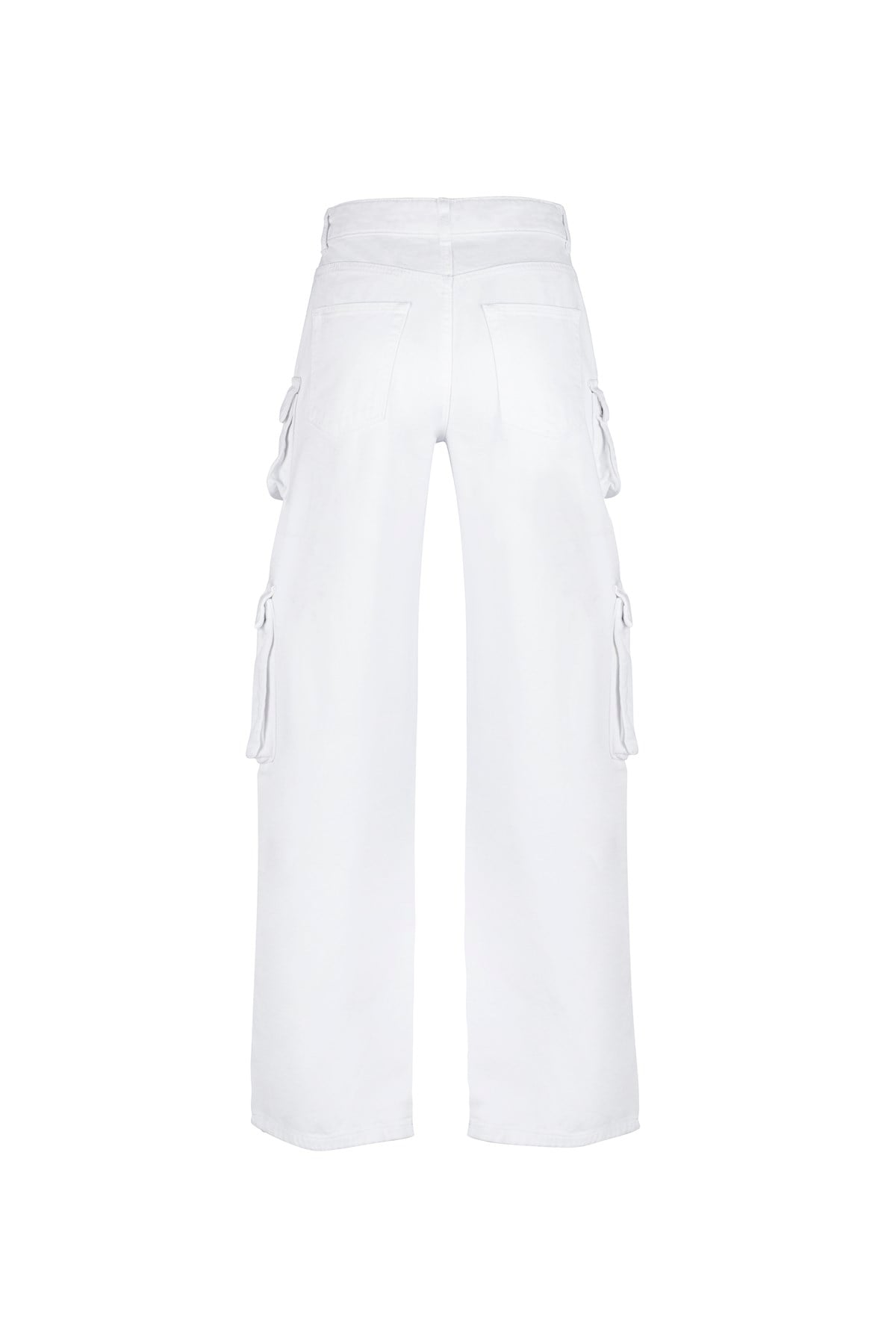 Beyaz Kargo Denim Pantolon