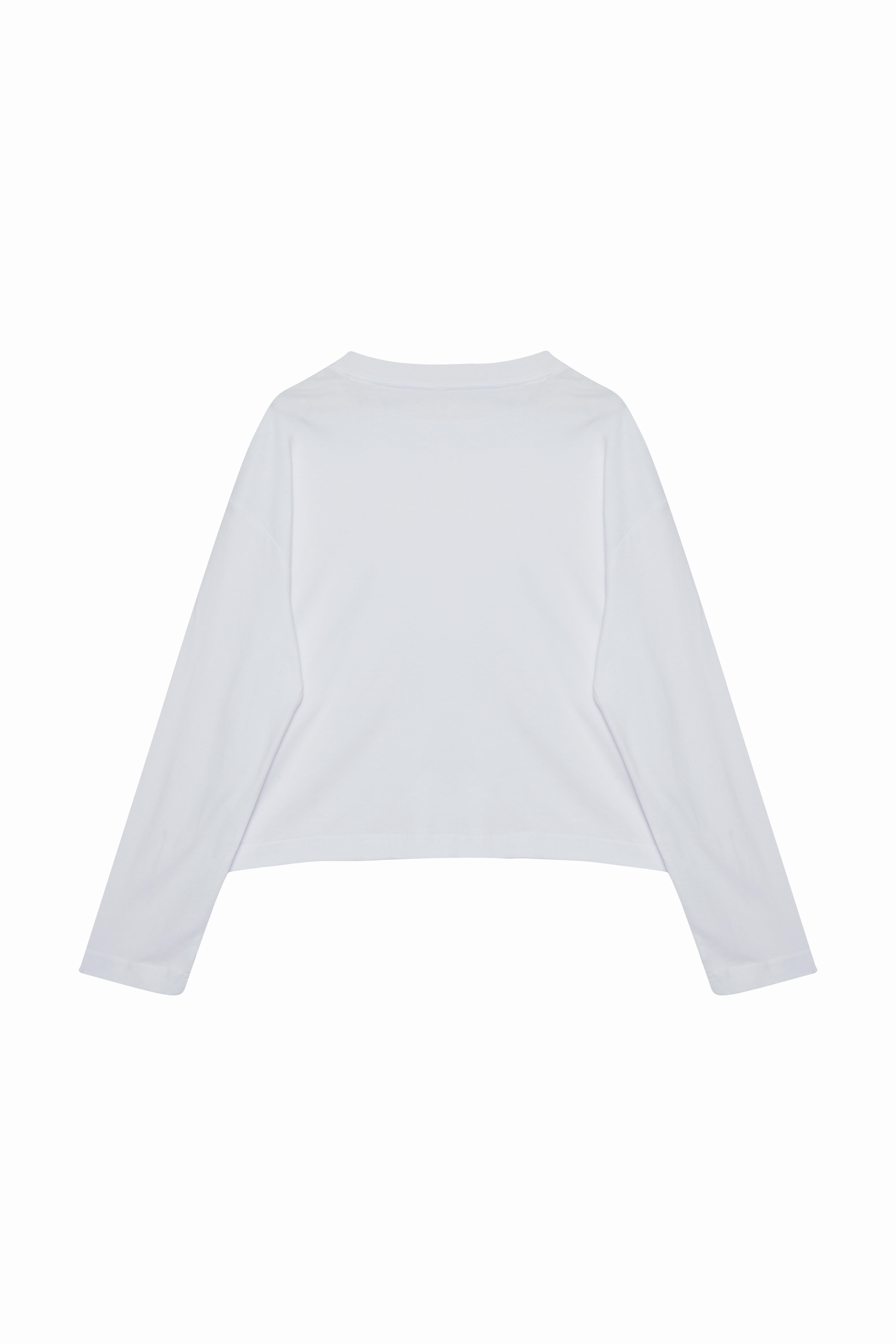 Beyaz Kutu Form Uzun Kol Tshirt