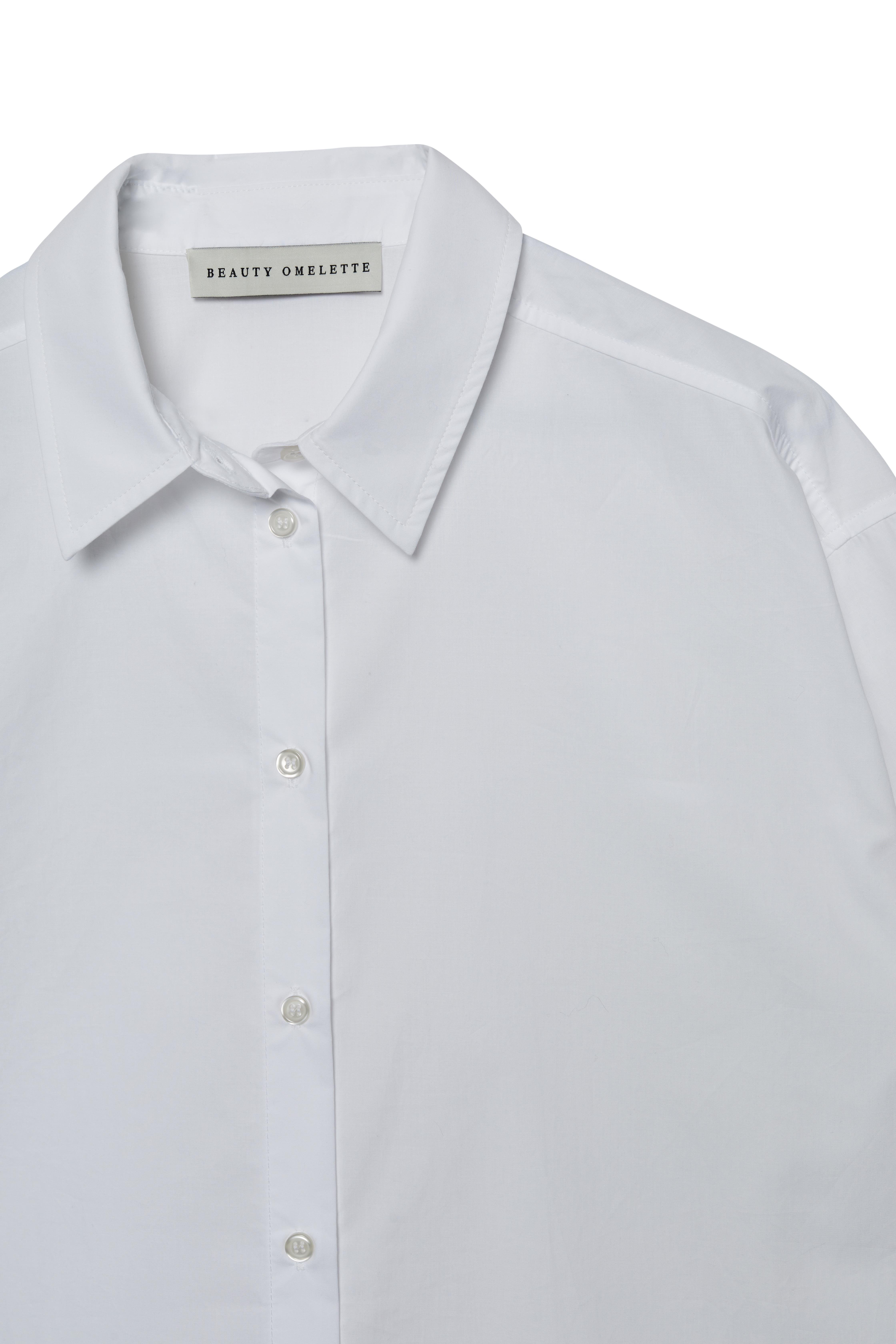 Beyaz Manşetli Oversize Poplin Gömlek