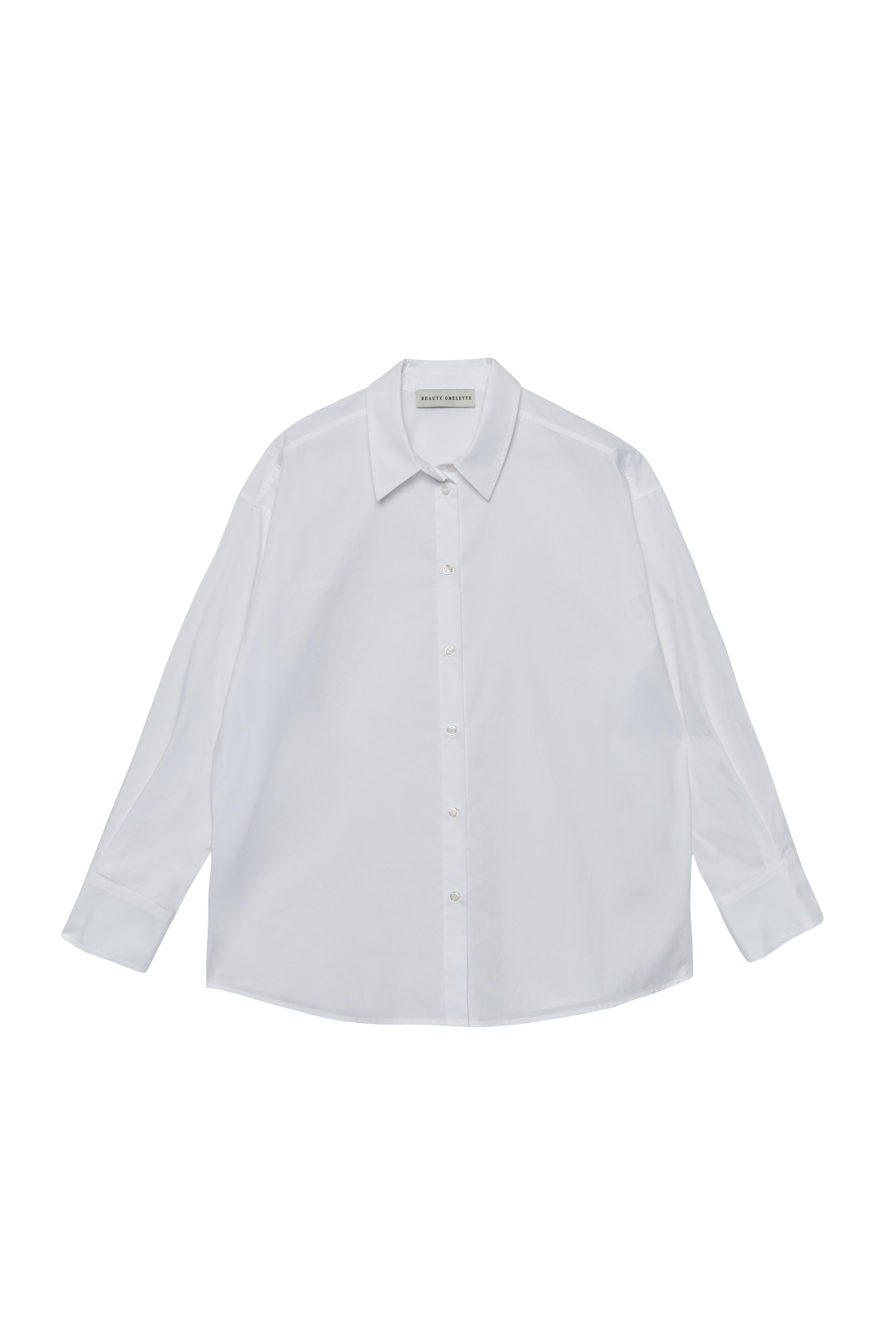 Beyaz Manşetli Oversize Poplin Gömlek