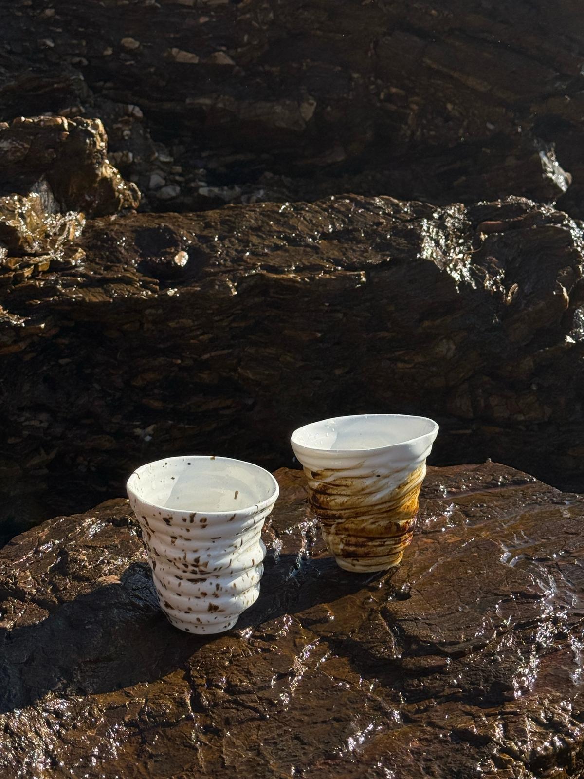 Beyaz Mare 2'li Seramik Bardak Seti