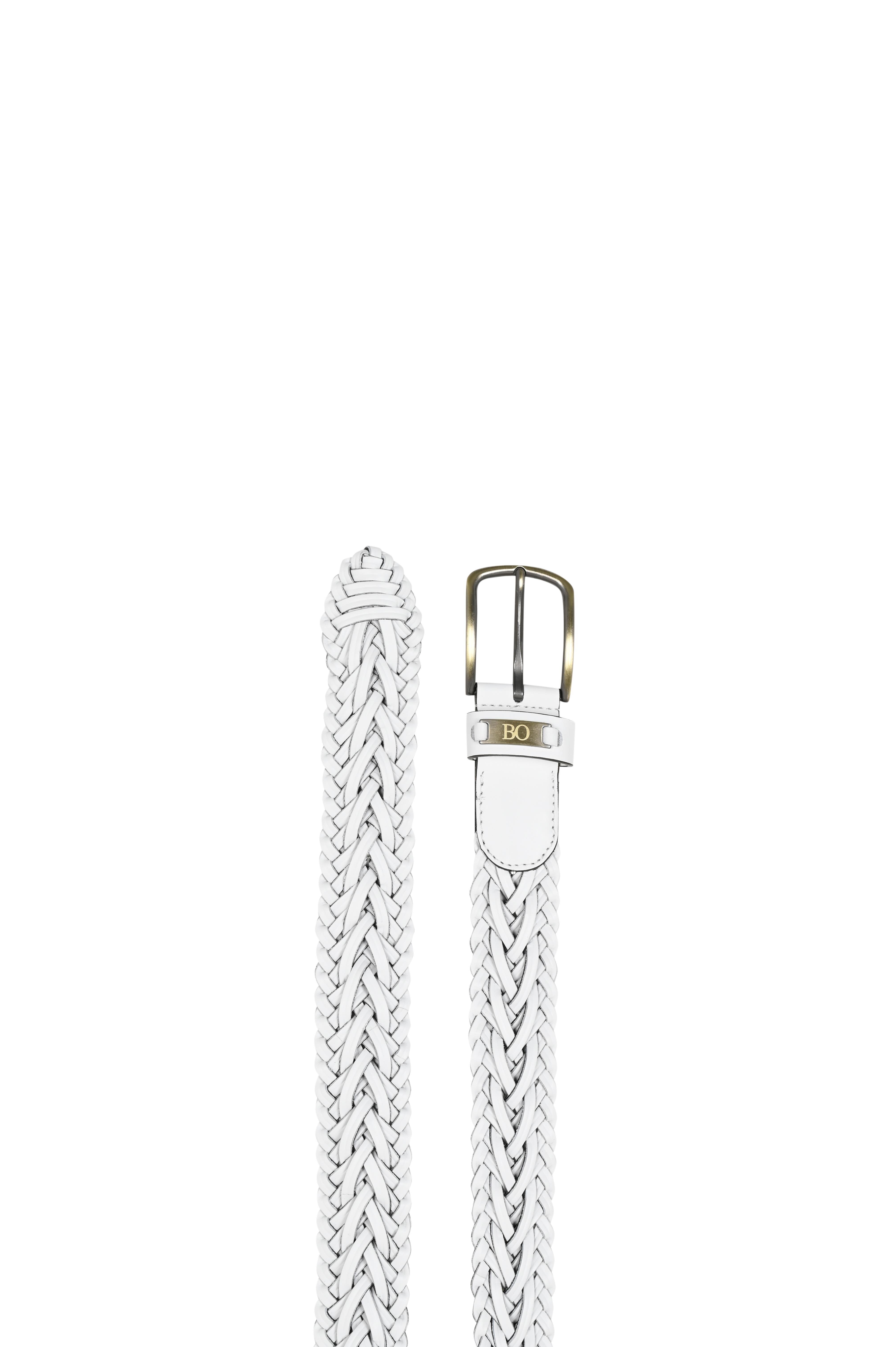 Beyaz Örgülü Deri Kemer