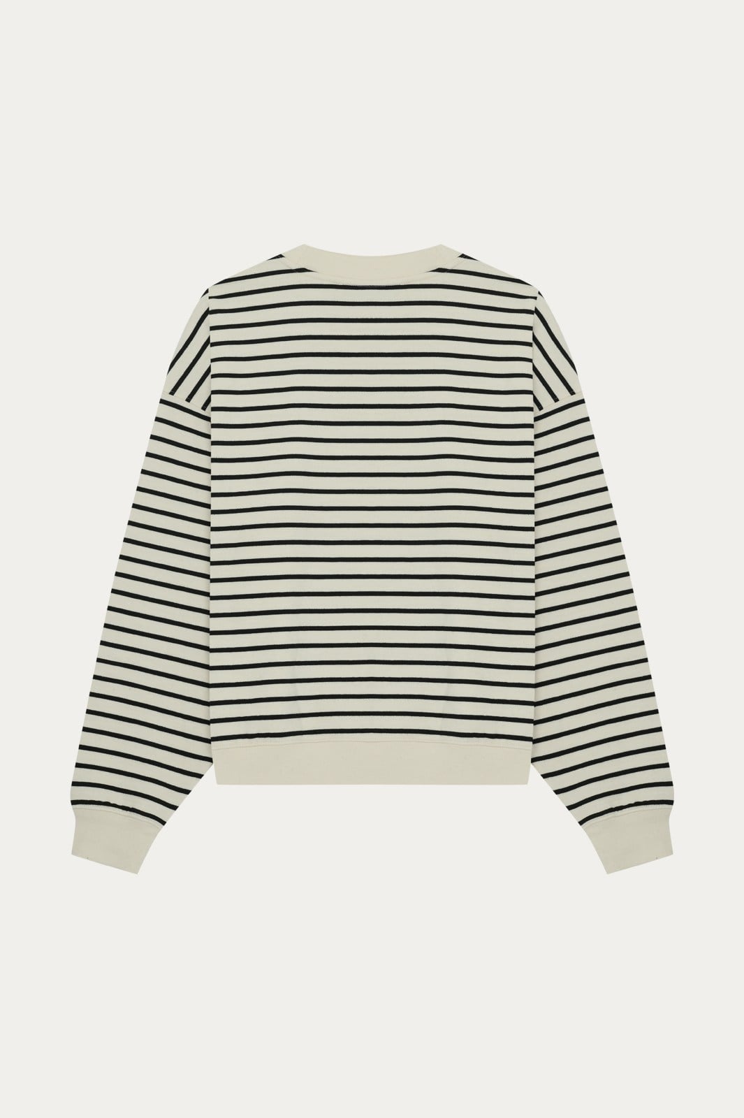 Beyaz Oversize Çizgili Logolu Sweatshirt