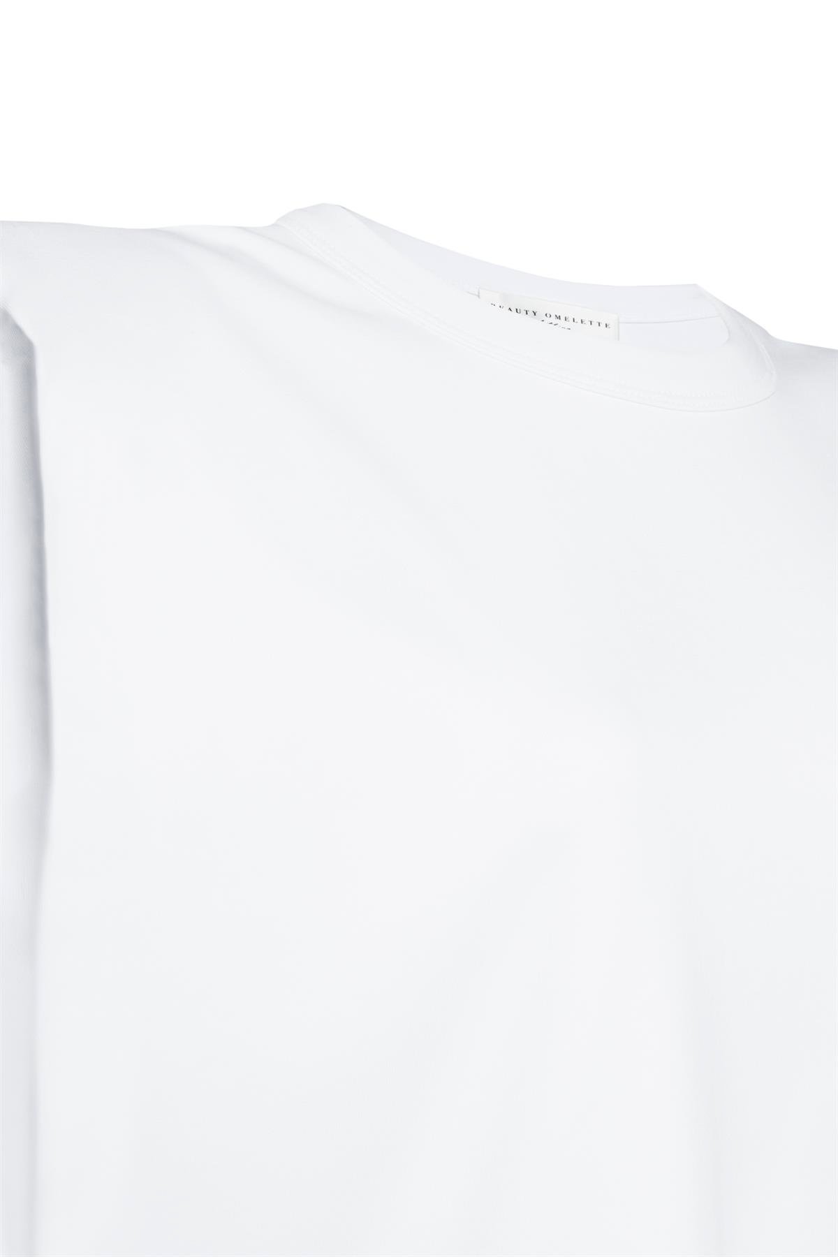 Beyaz Vatkalı Kolsuz Tshirt