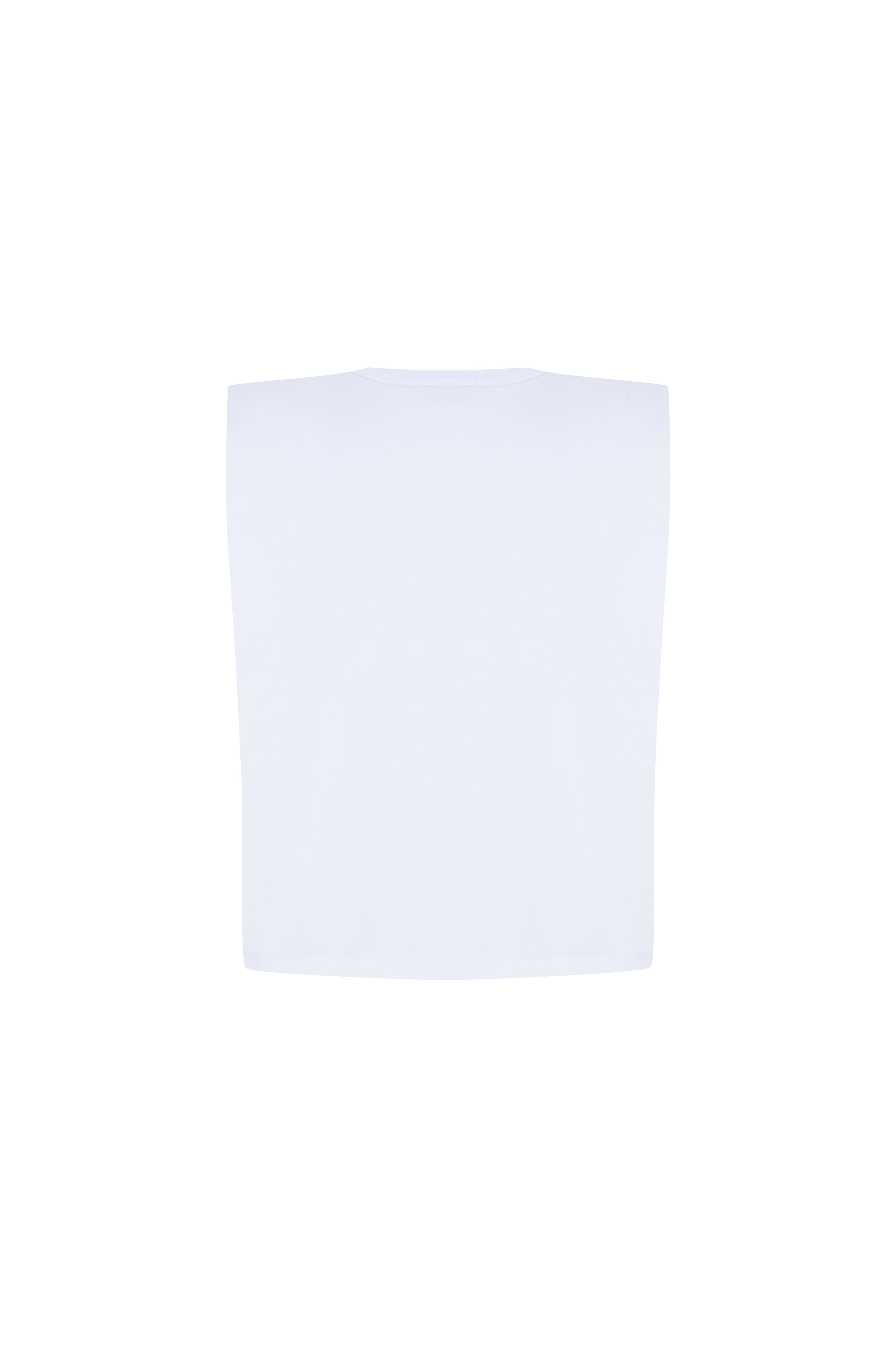 Beyaz Vatkalı Kolsuz Tshirt