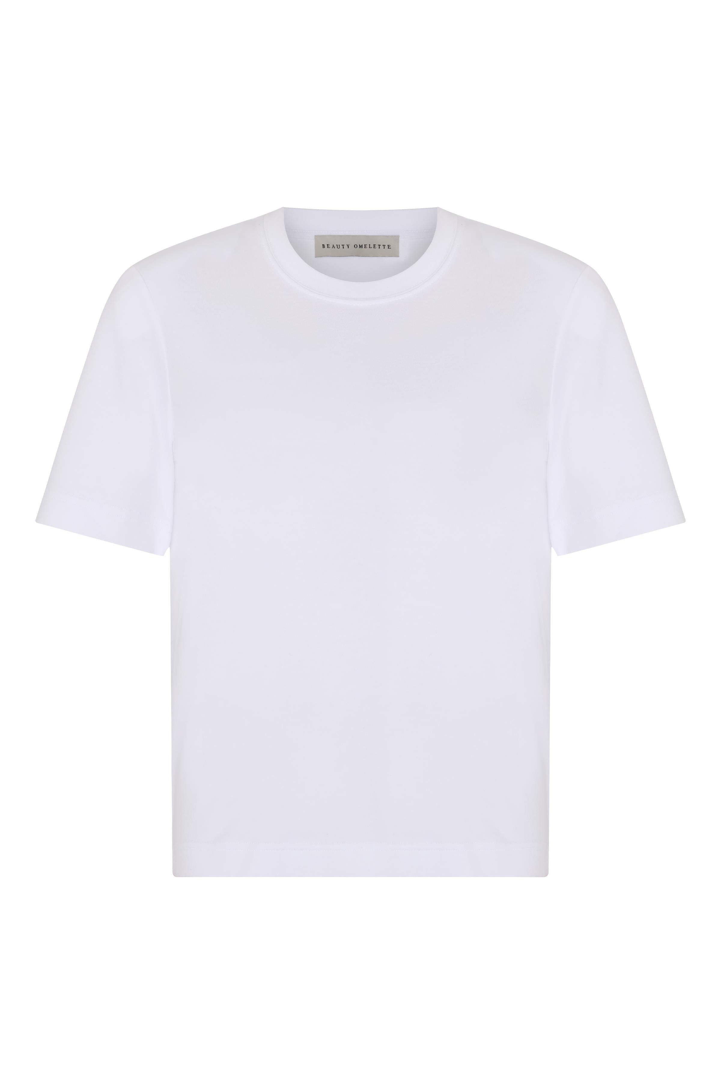 Beyaz Vatkalı Pamuklu Kısa Kol Tshirt