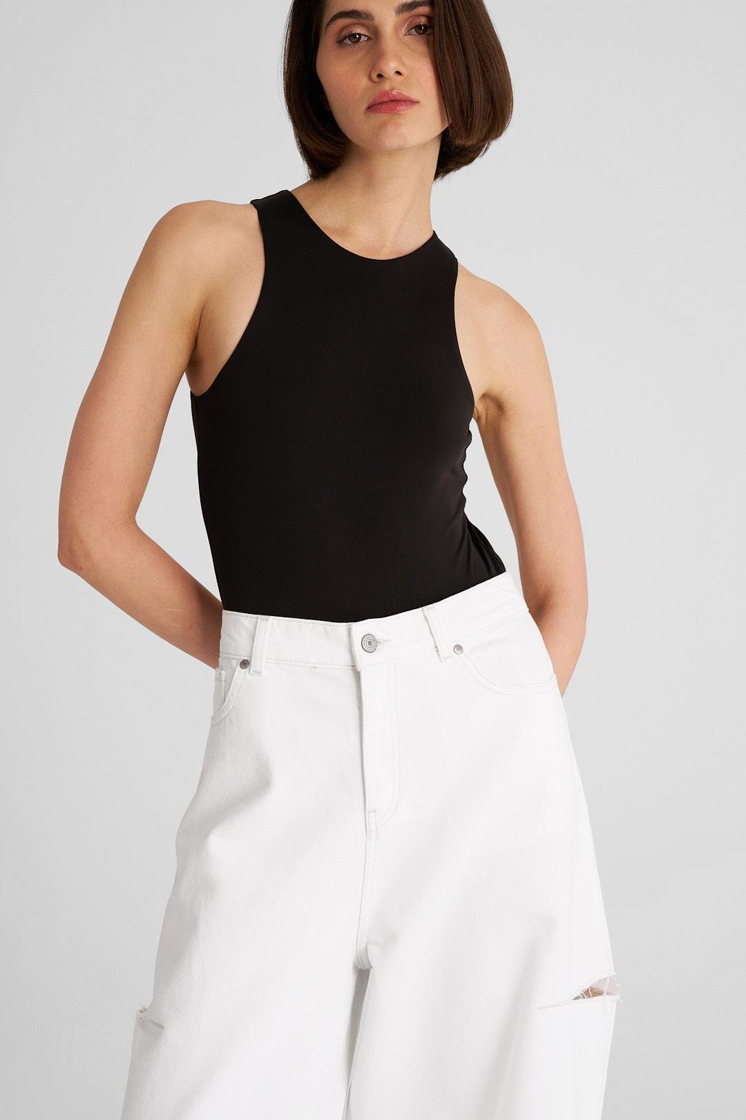 Beyaz Yırtık Detaylı Palazzo Jean