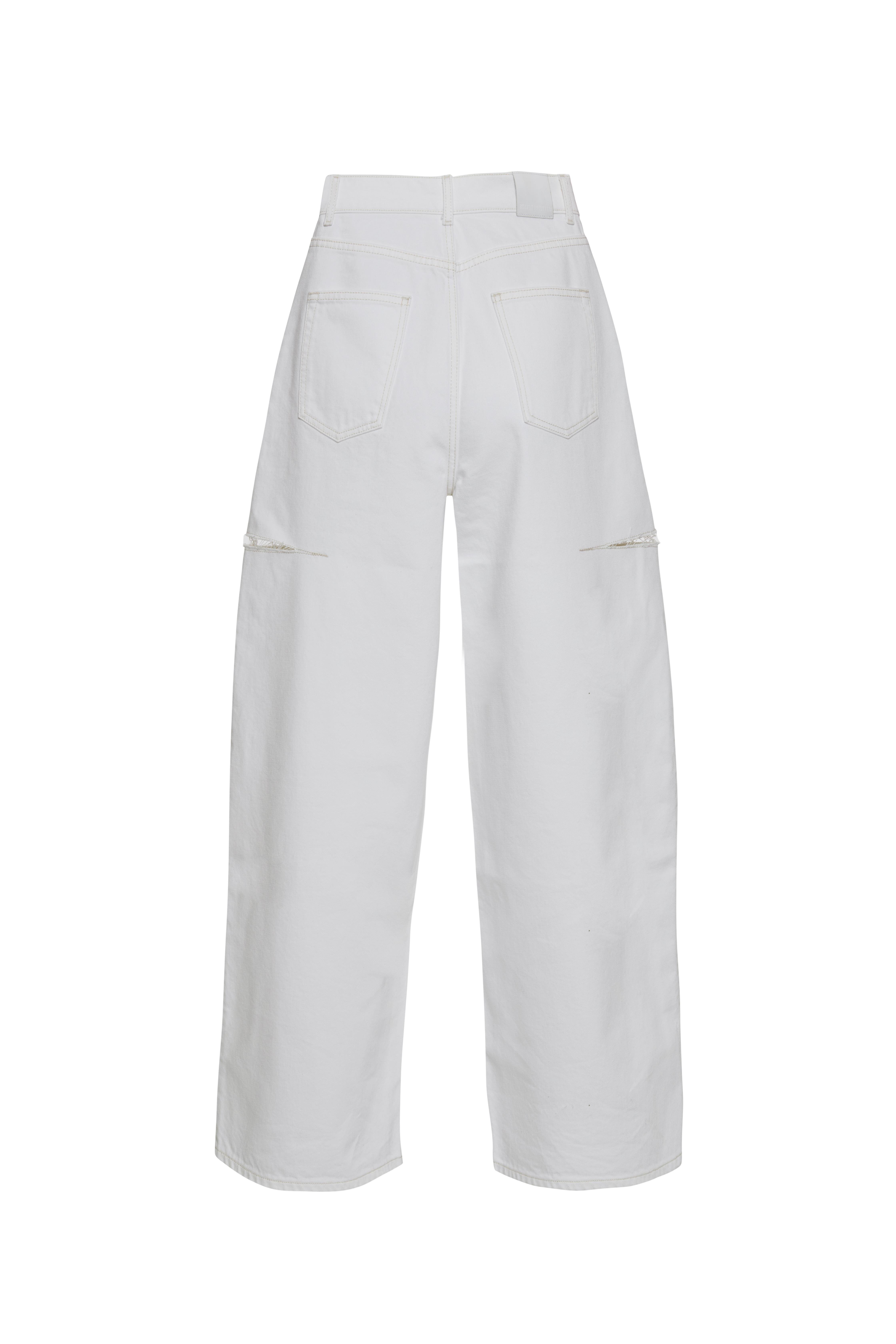 Beyaz Yırtık Detaylı Palazzo Jean