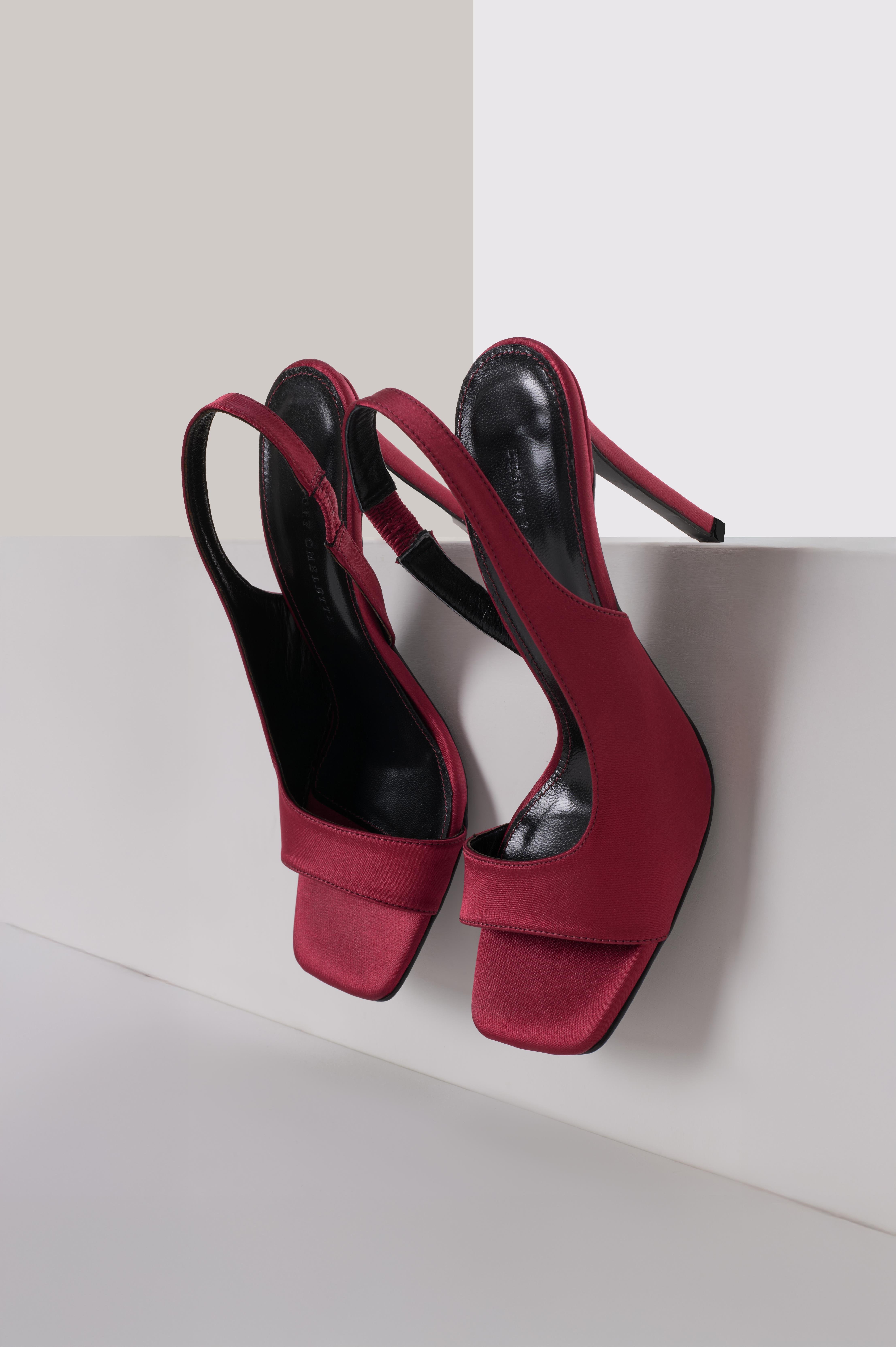 Bordo Bella Saten Topuklu Ayakkabı