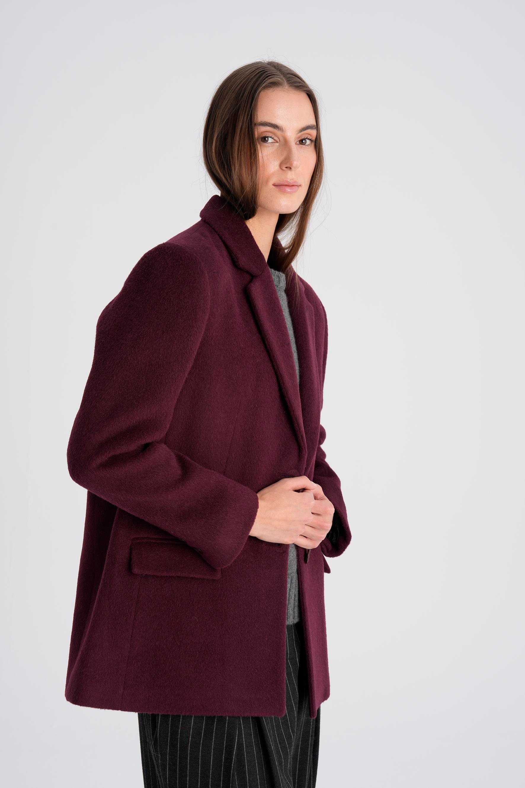 Bordo Daddy Alpaka Ceket Kaban