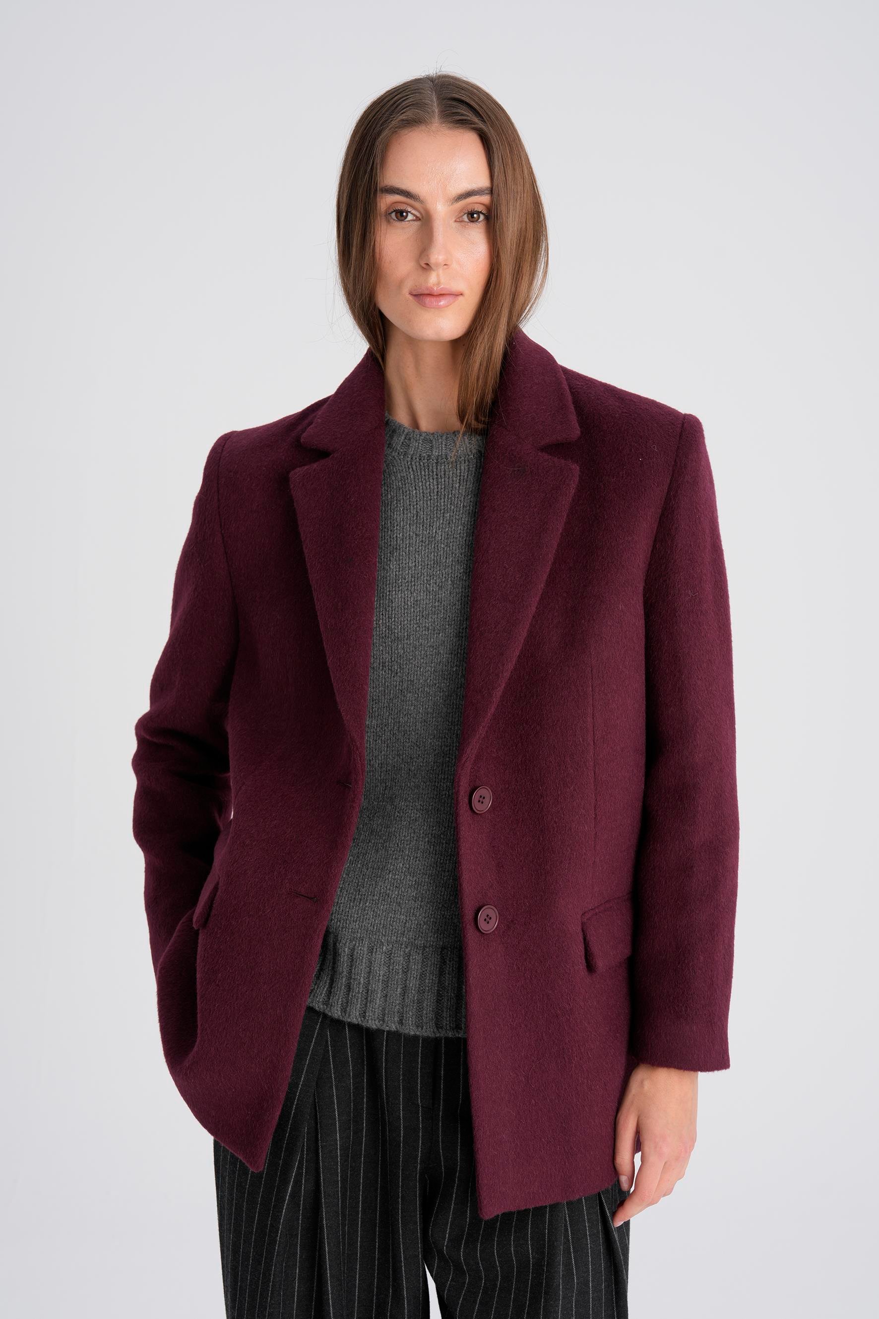 Bordo Daddy Alpaka Ceket Kaban