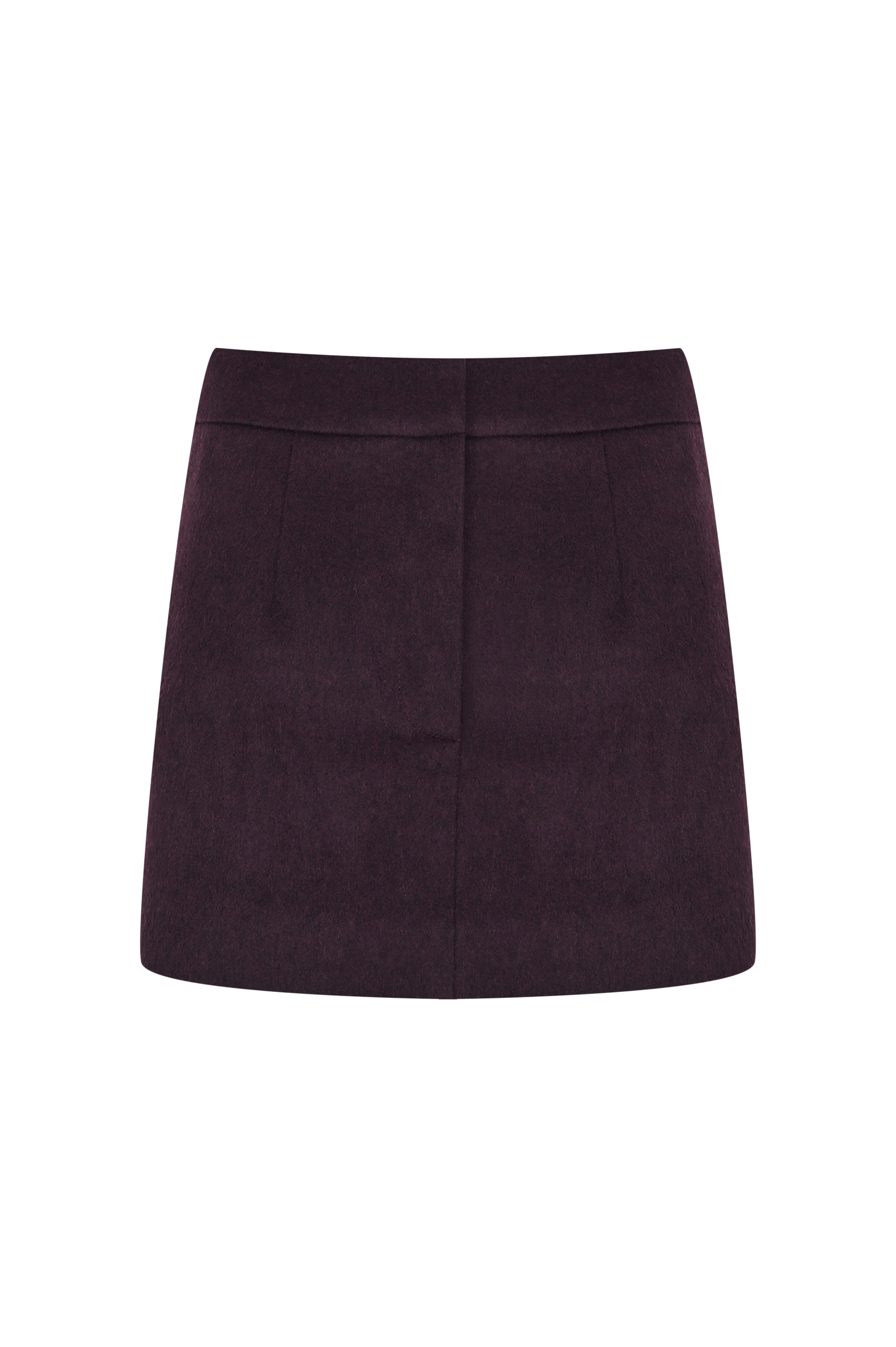 Bordo Mini Yünlü Etek