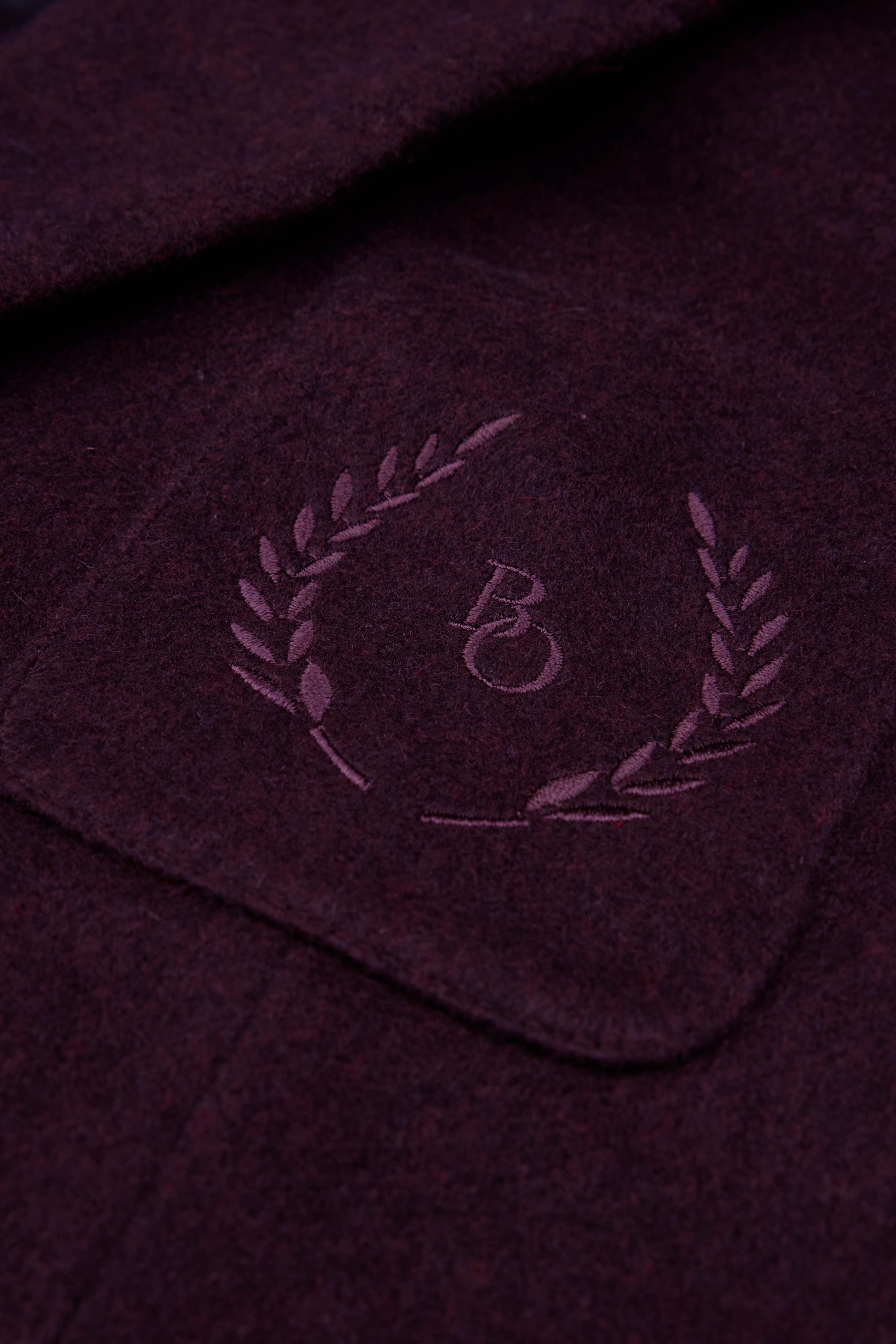 Bordo Nakışlı Daddy Yün Ceket Kaban