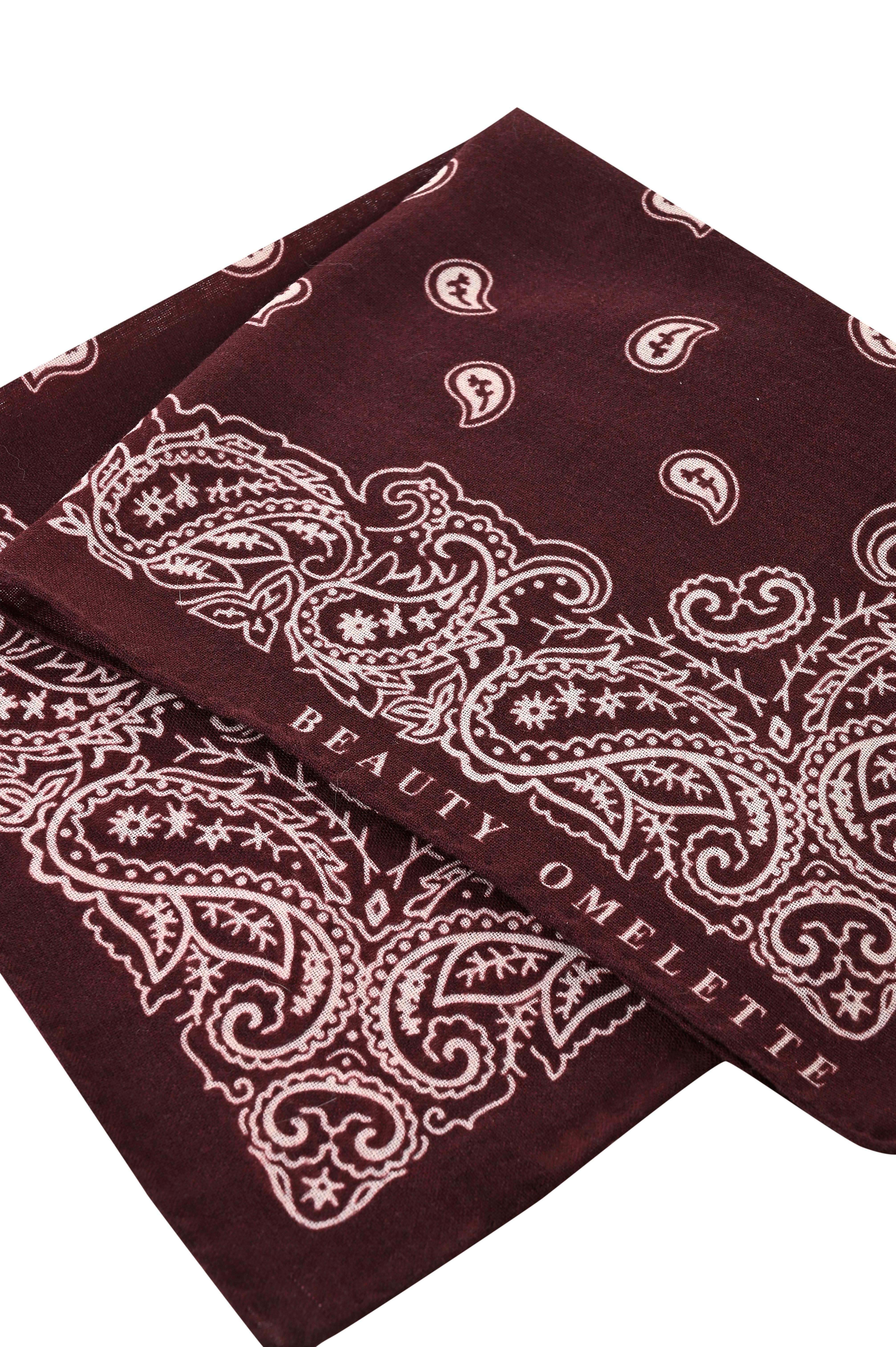 Bordo Şal Desen 55 x 55 Yün Fular