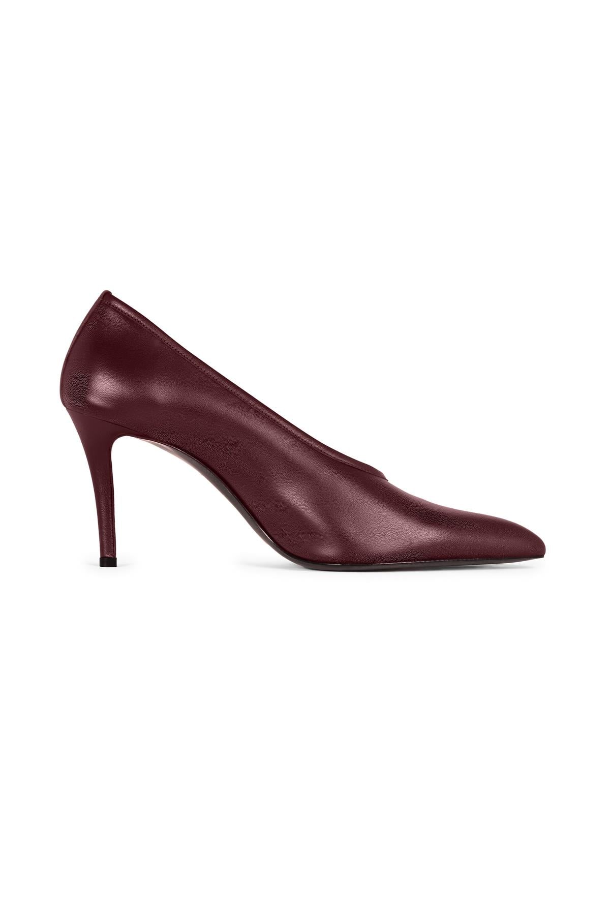 Bordo Streç Deri Stiletto