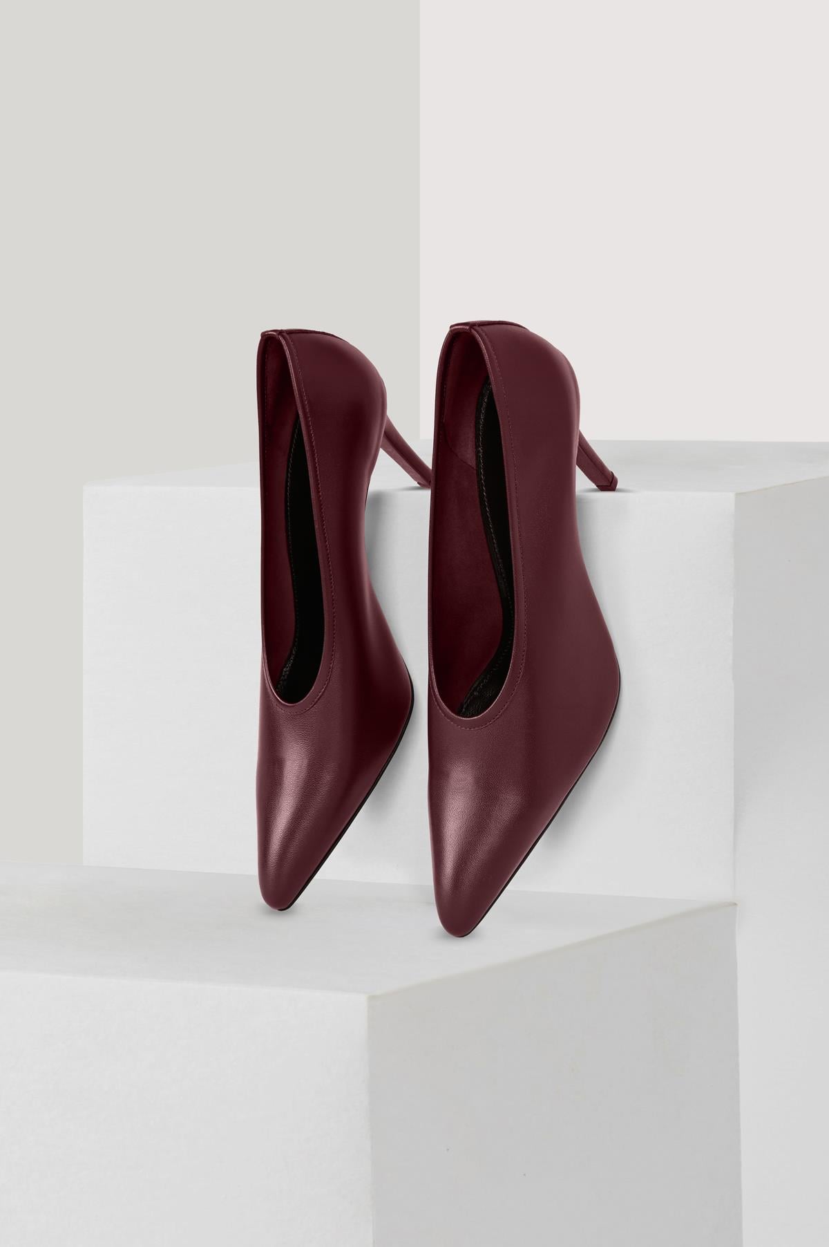 Bordo Streç Deri Stiletto