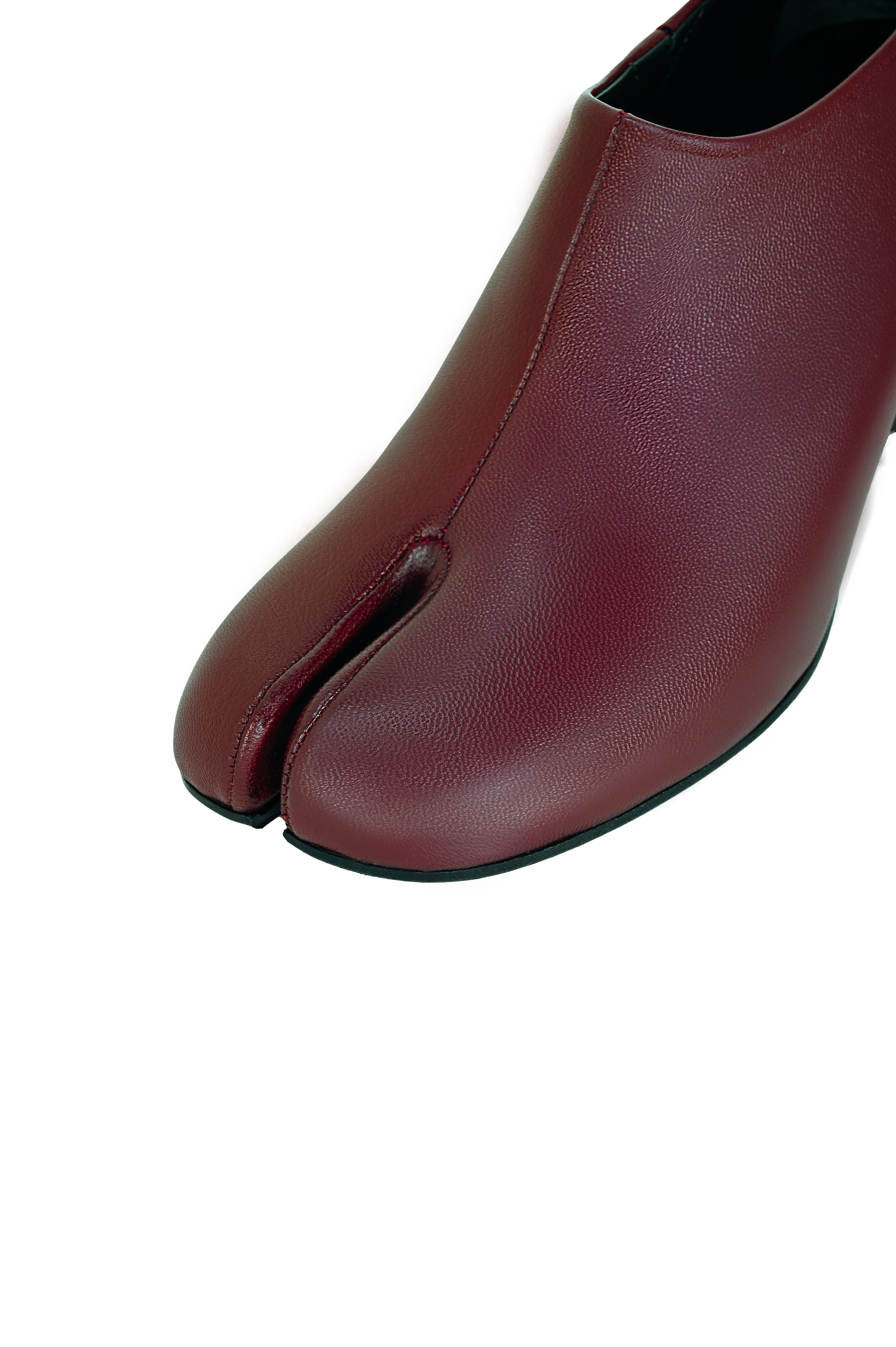 Bordo Tabi Deri Topuklu Ayakkabı