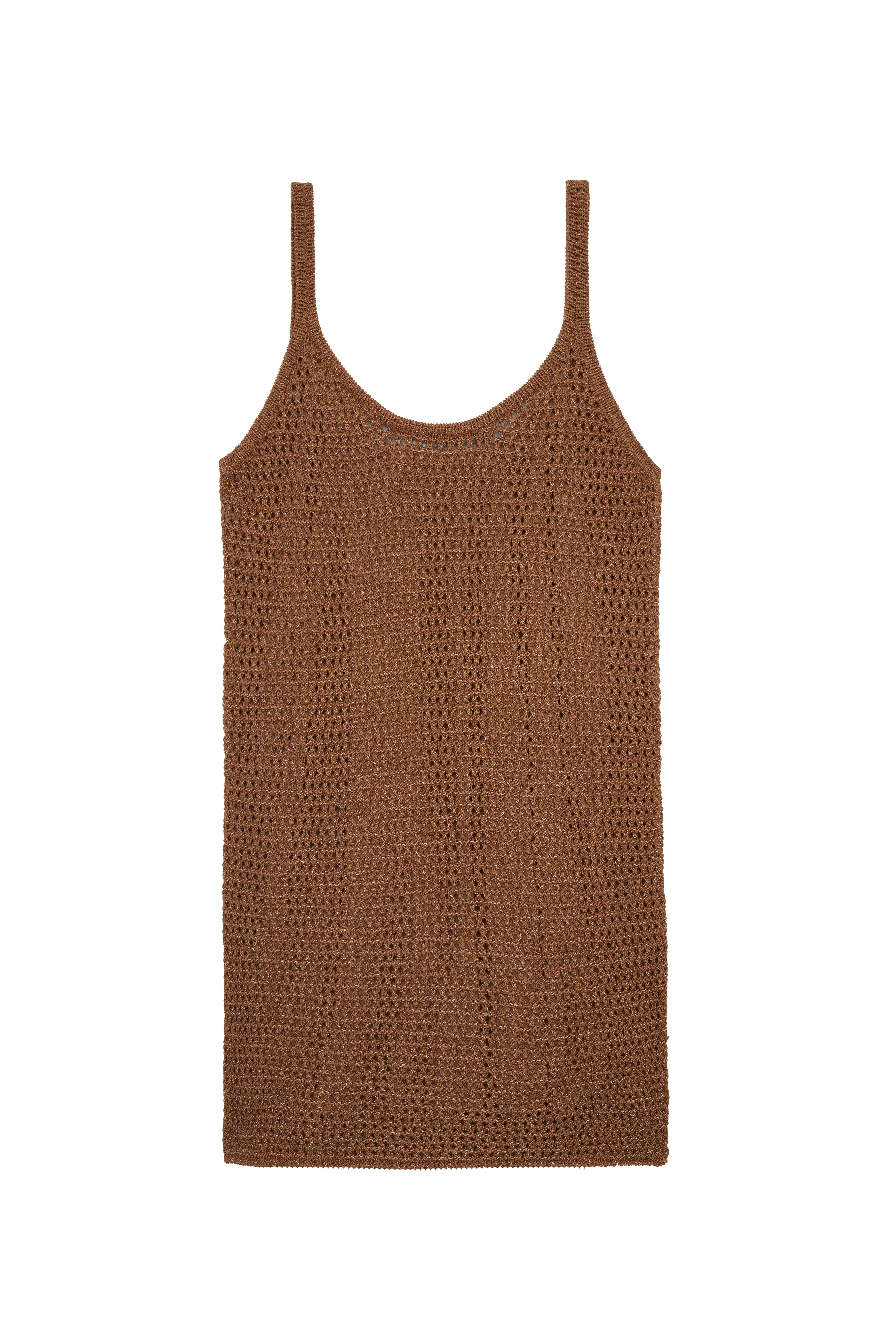 Bronze Ajurlu Mini Triko Elbise