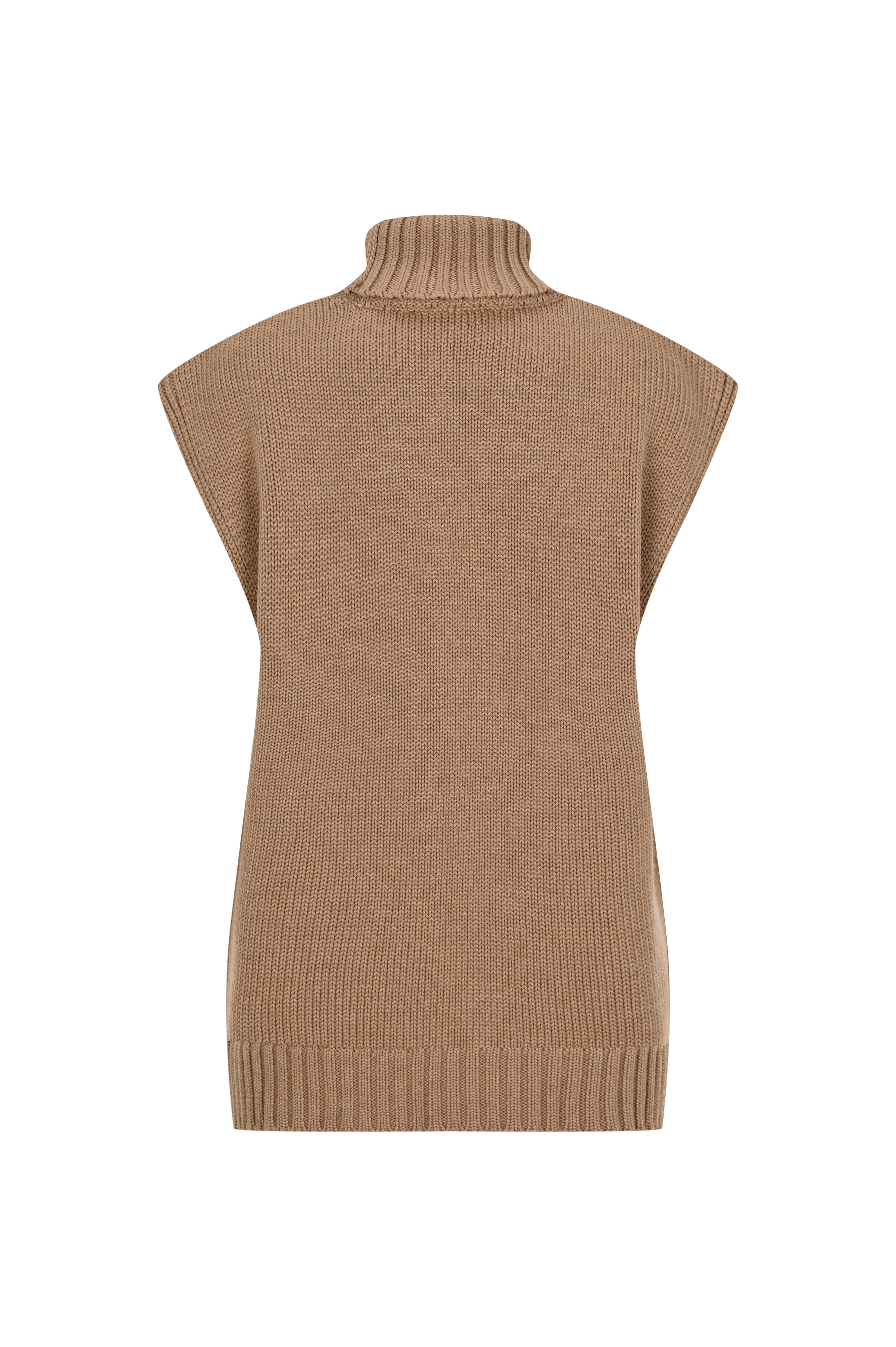 Camel Balıkçı Yaka Oversize Yünlü Süveter