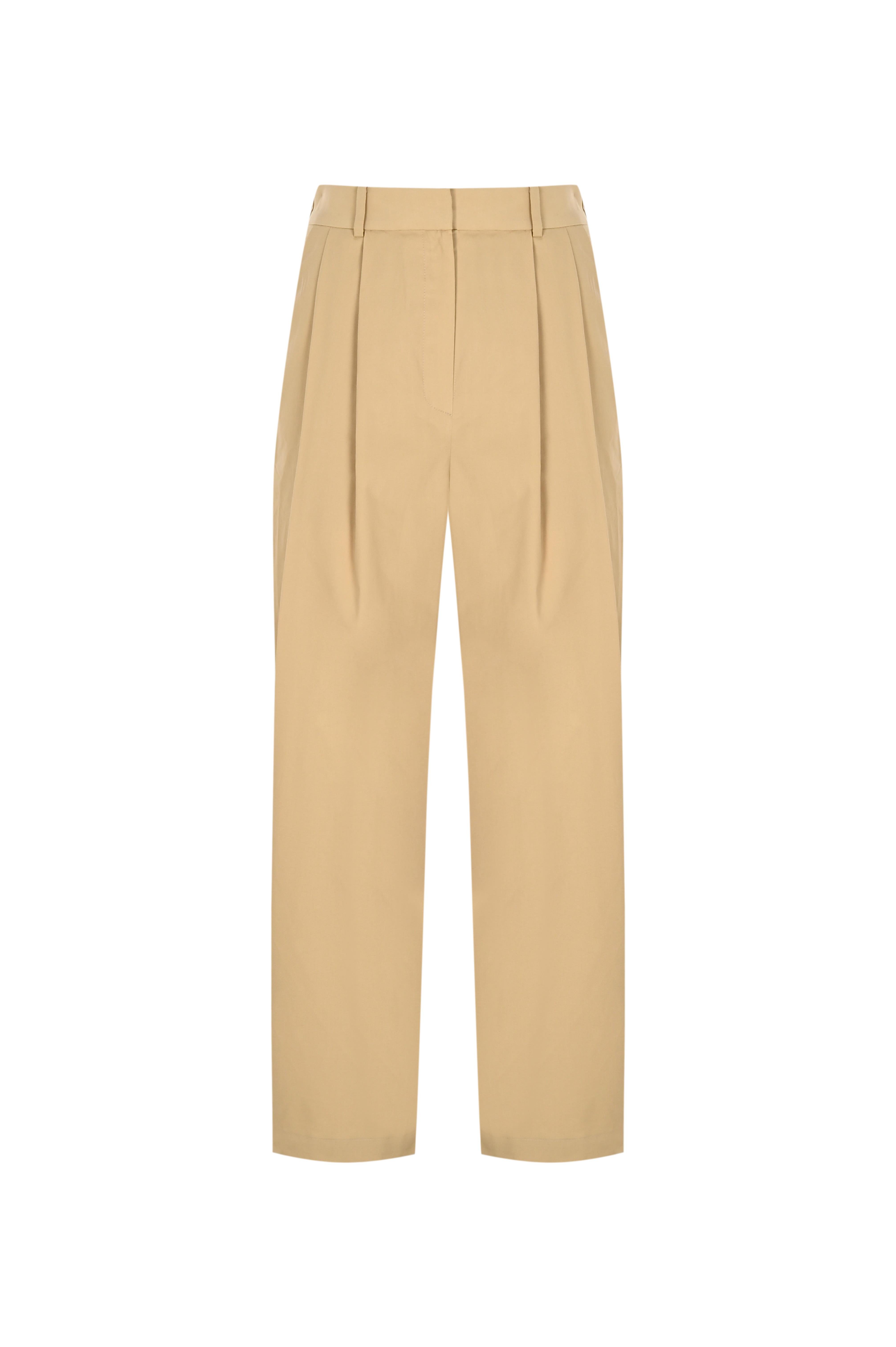 Camel Çift Pilili Koton Pantolon