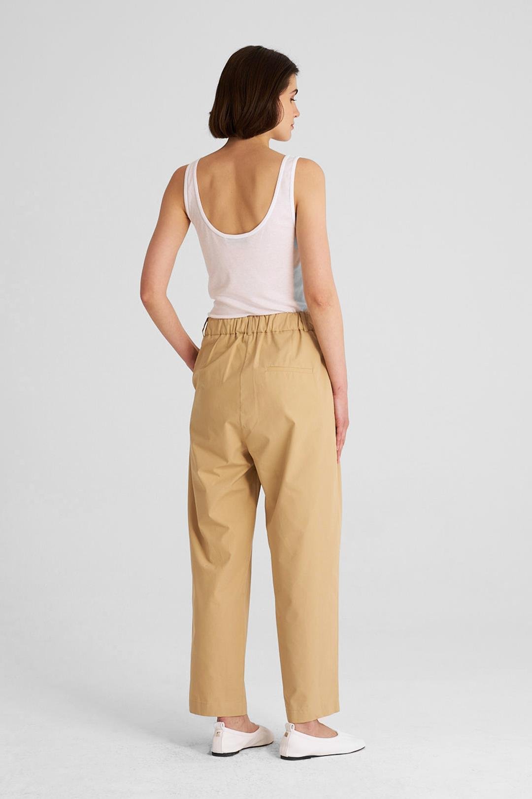 Camel Çift Pilili Koton Pantolon