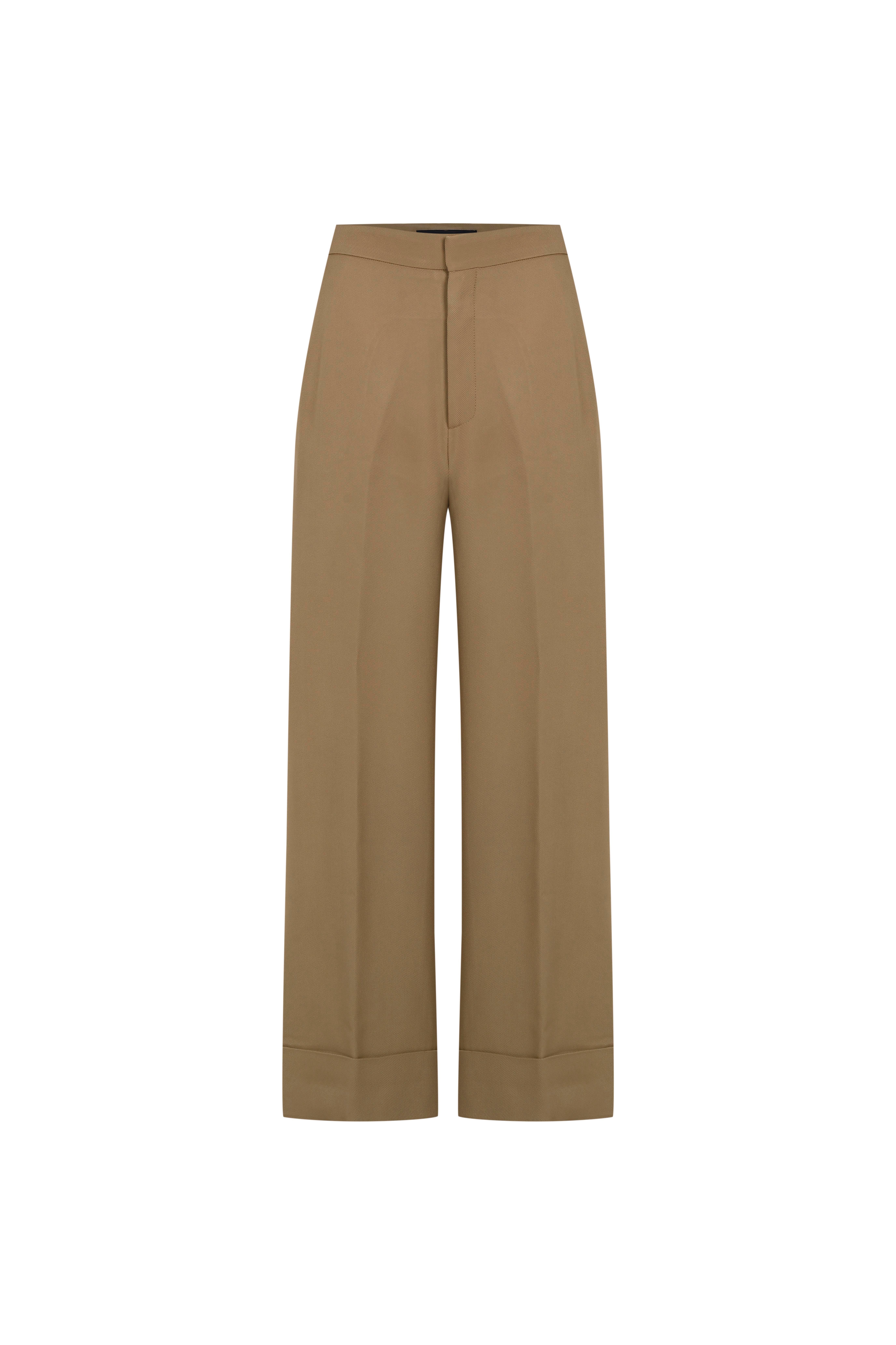 Camel Dökümlü Culotte Pantolon