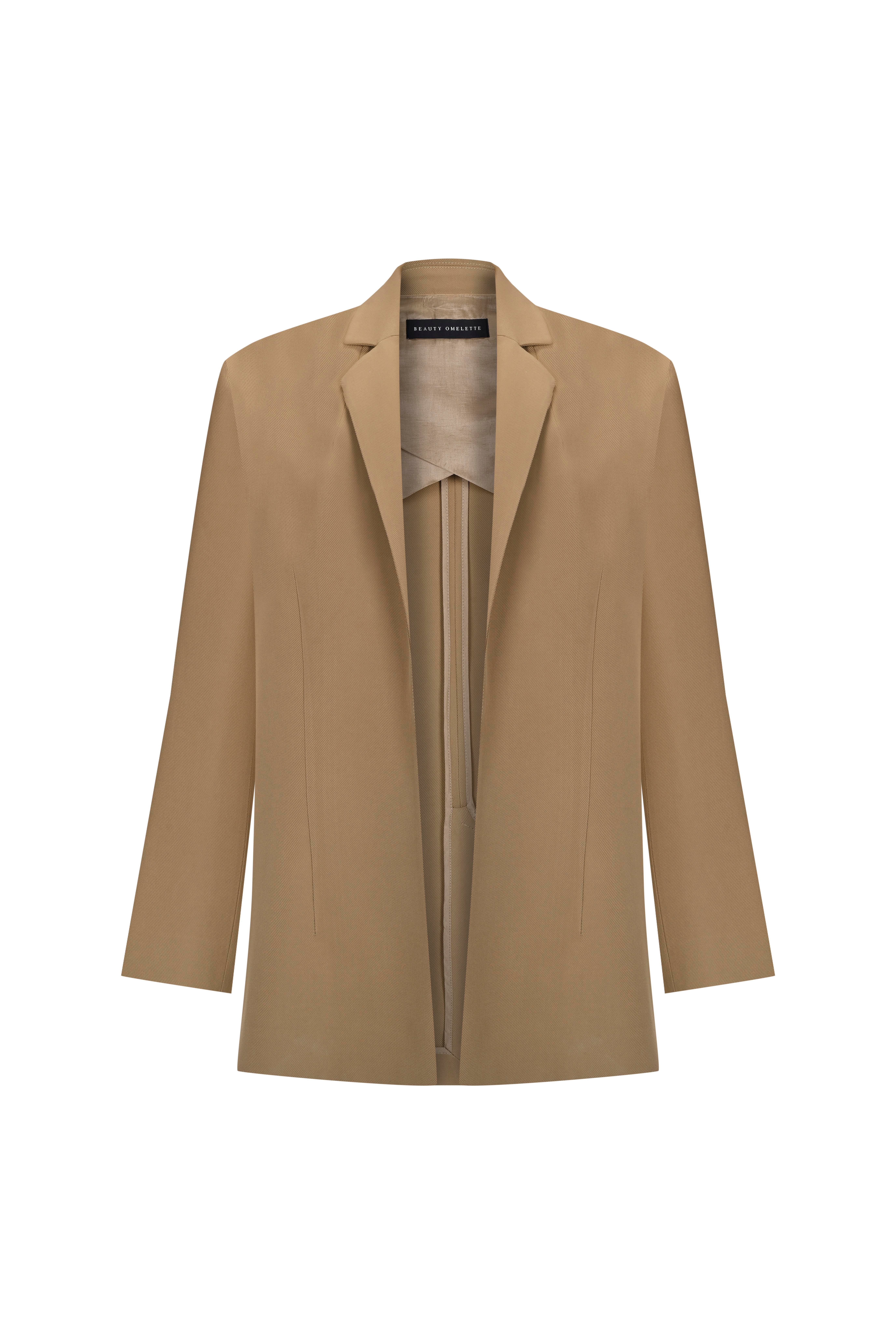 Camel Dökümlü Hırka Ceket