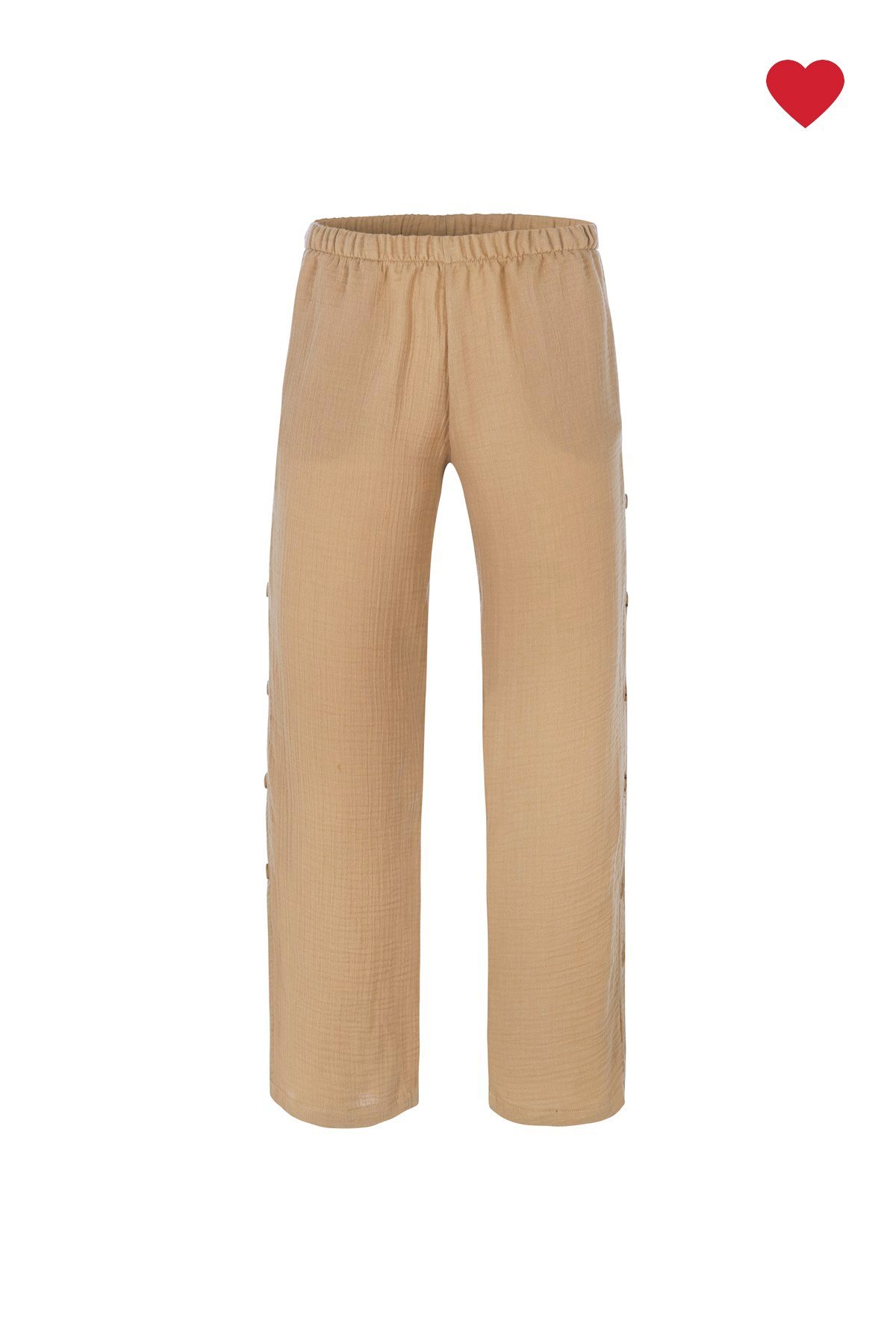 Camel Düğme Detaylı Plaj Pantolonu