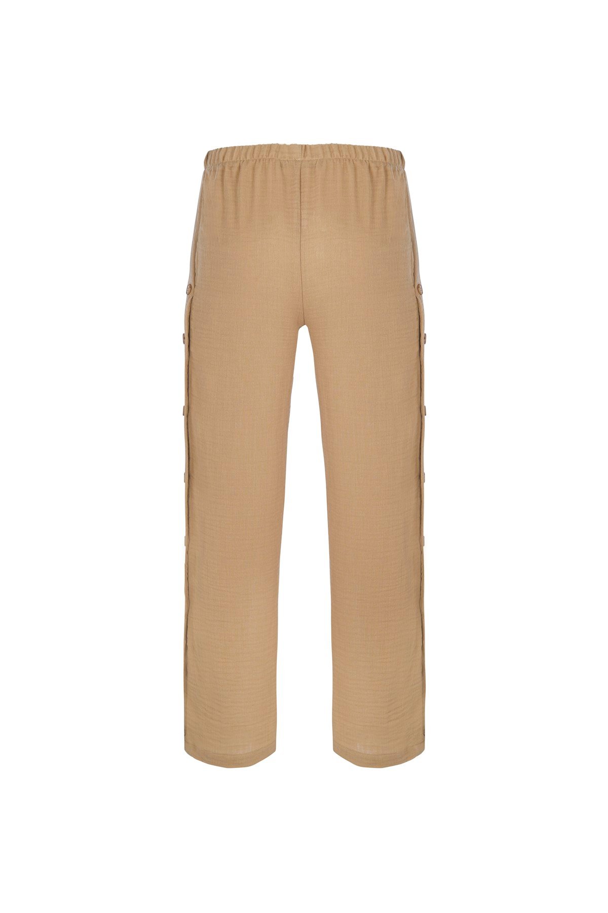 Camel Düğme Detaylı Plaj Pantolonu