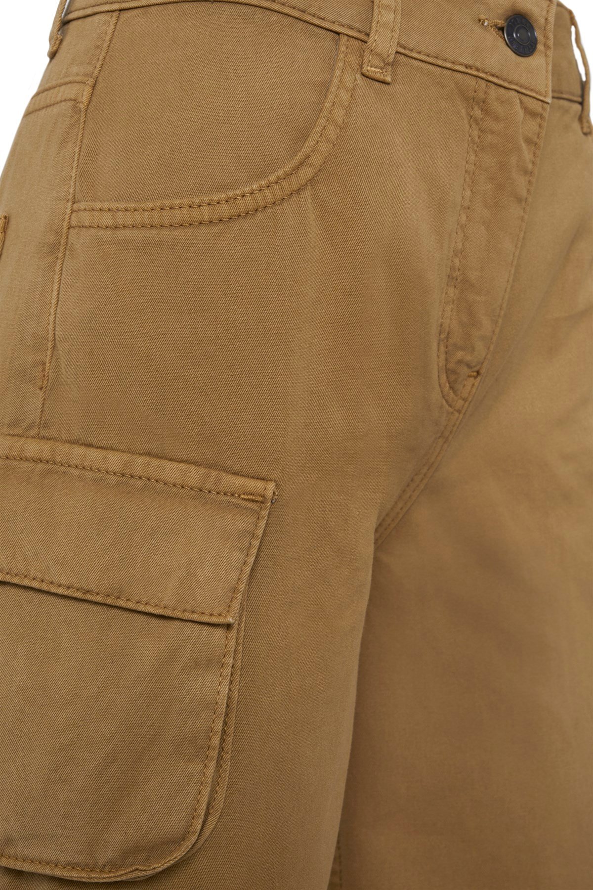 Camel Gabardin Kargo Pantolon