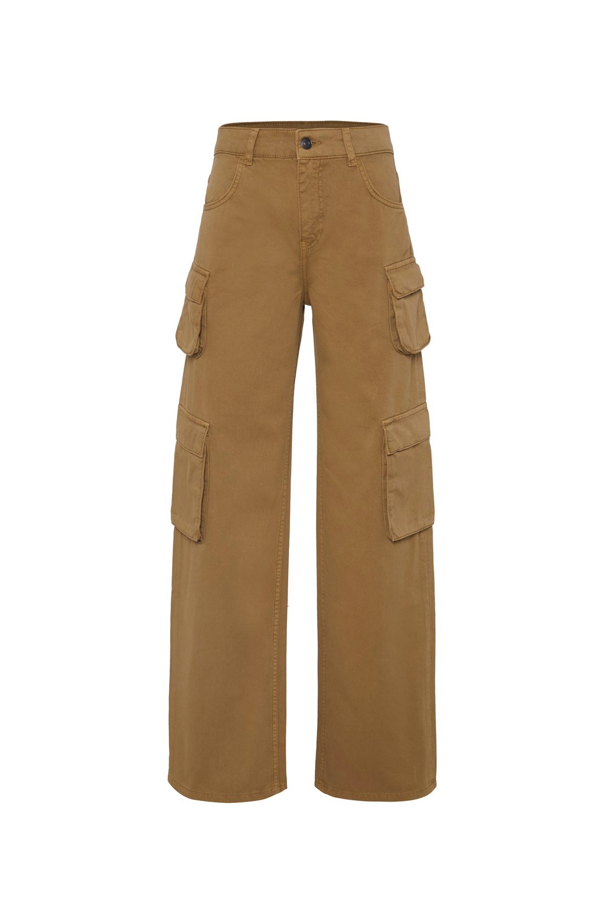 Camel Gabardin Kargo Pantolon