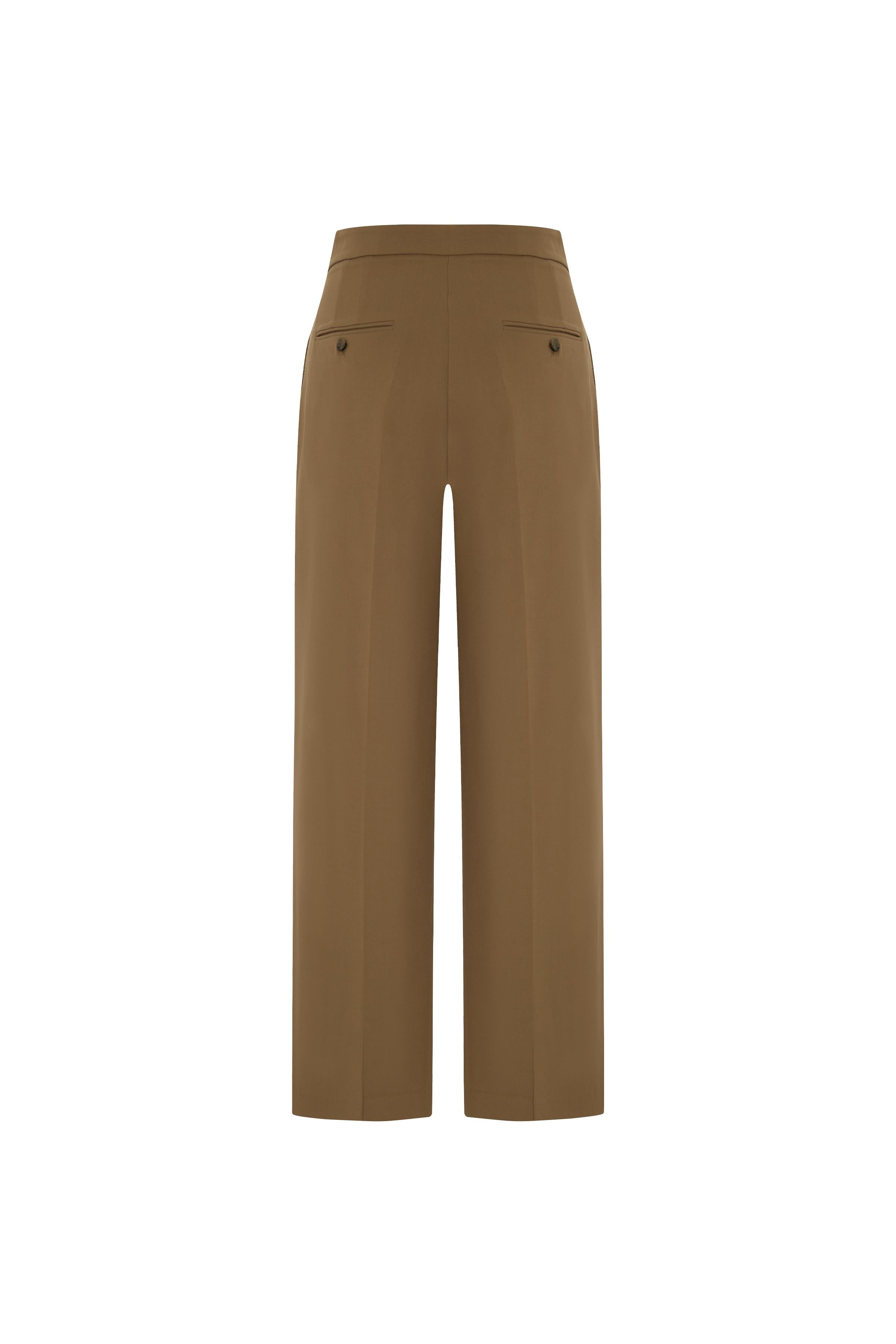 Camel Havuç Kesim Yünlü Pantolon