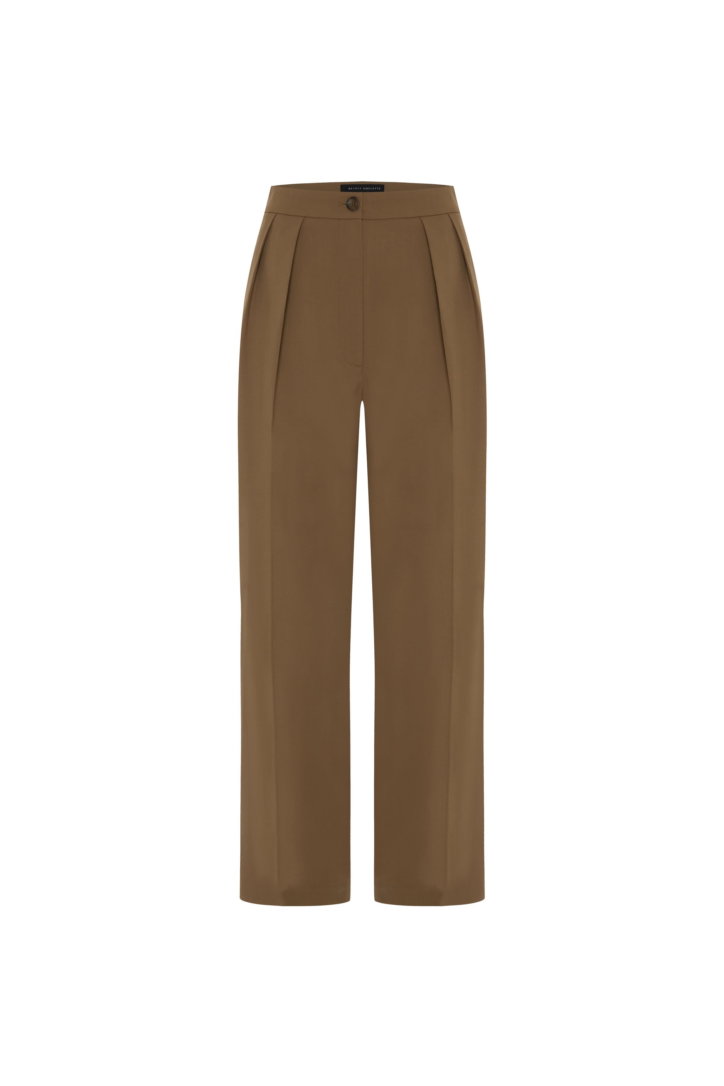 Camel Havuç Kesim Yünlü Pantolon