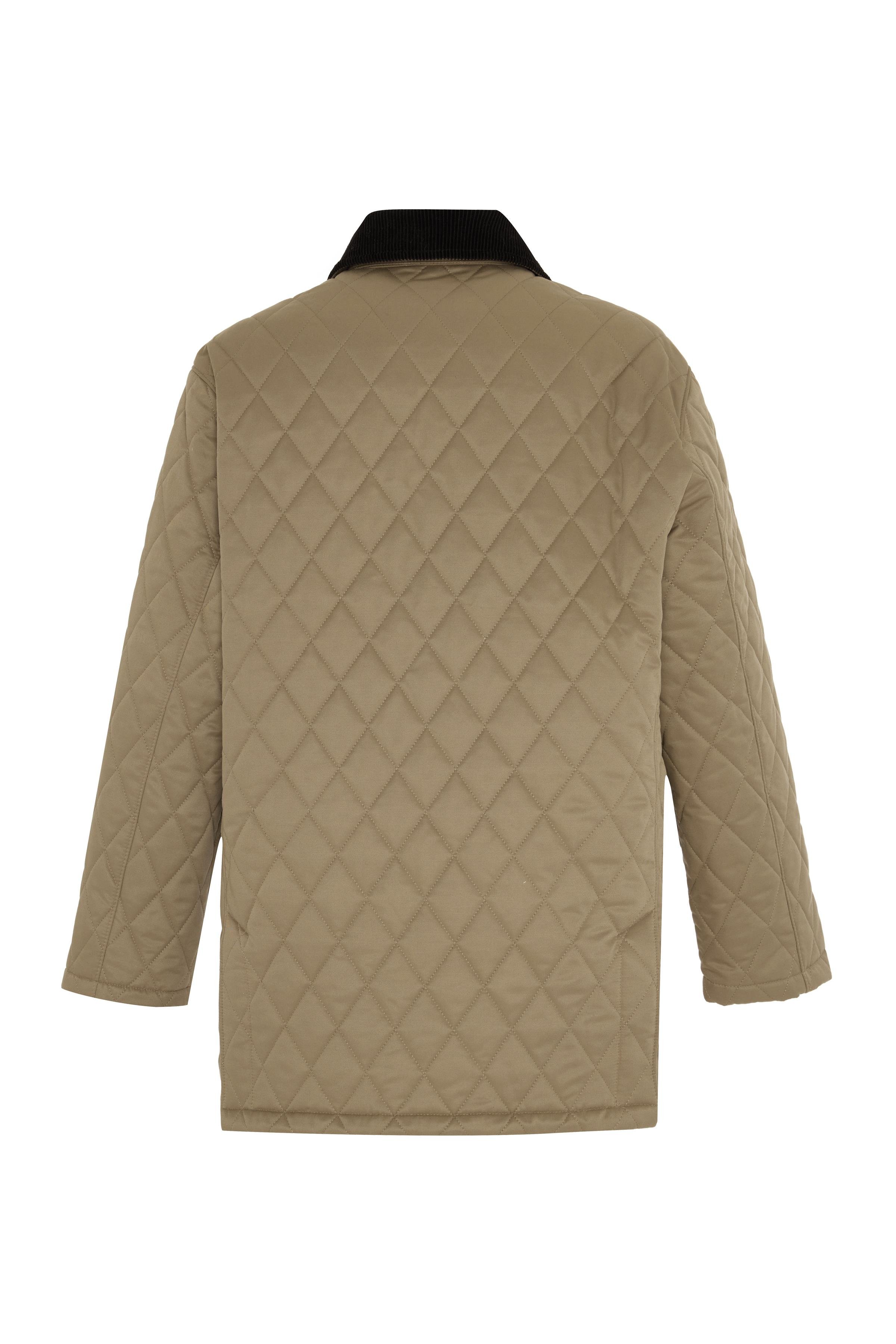 Camel Kadife Yaka Detaylı Kapitone Ceket