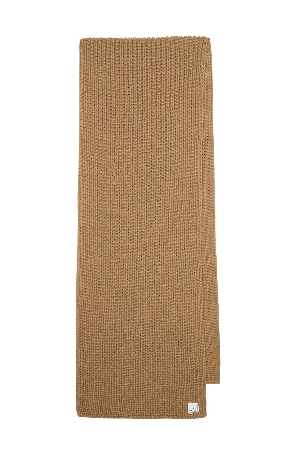 Camel Kalın Örgülü Oversize Atkı