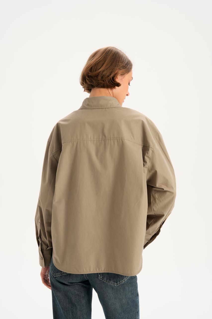 Camel Kavisli Poplin Gömlek