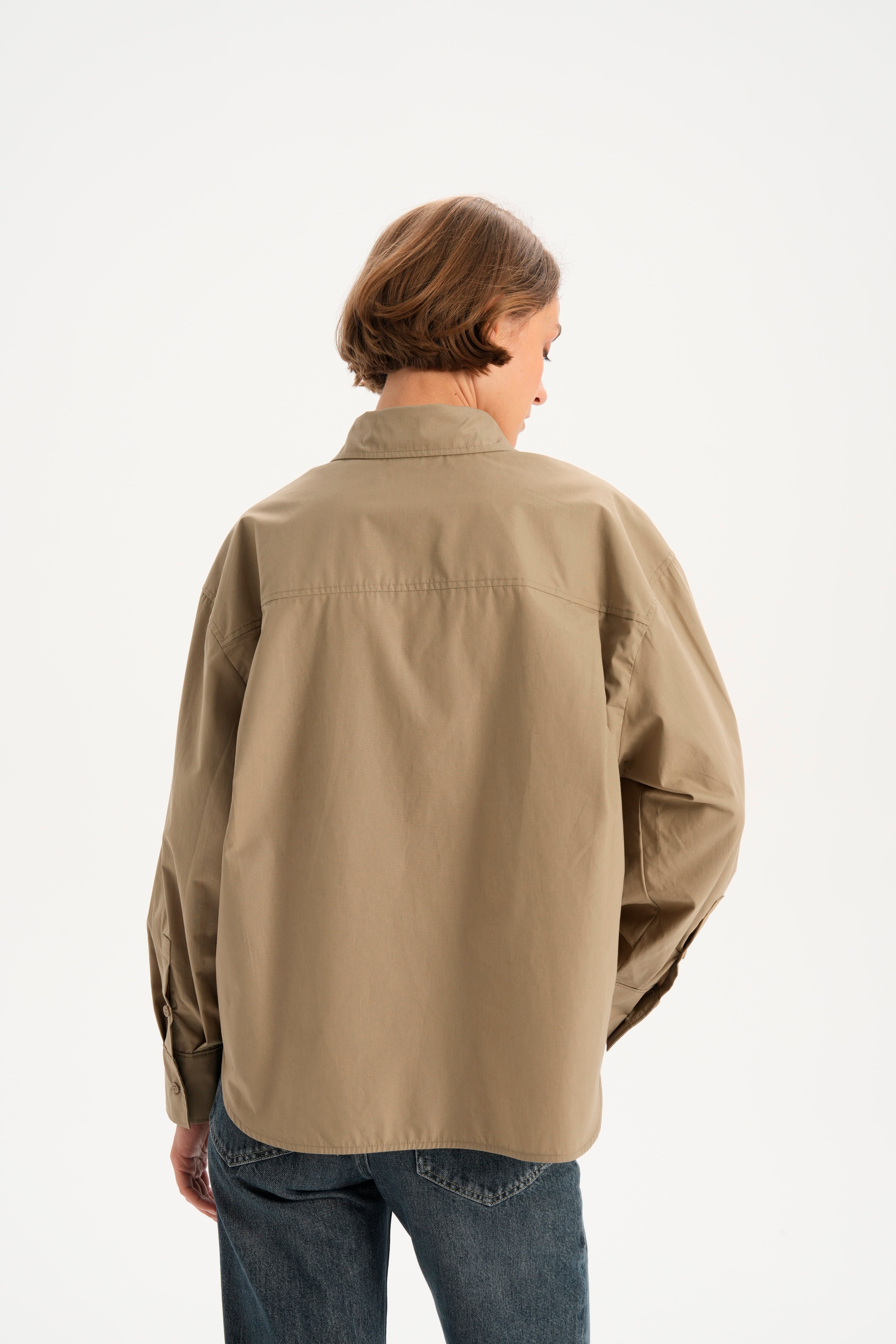 Camel Kavisli Poplin Gömlek