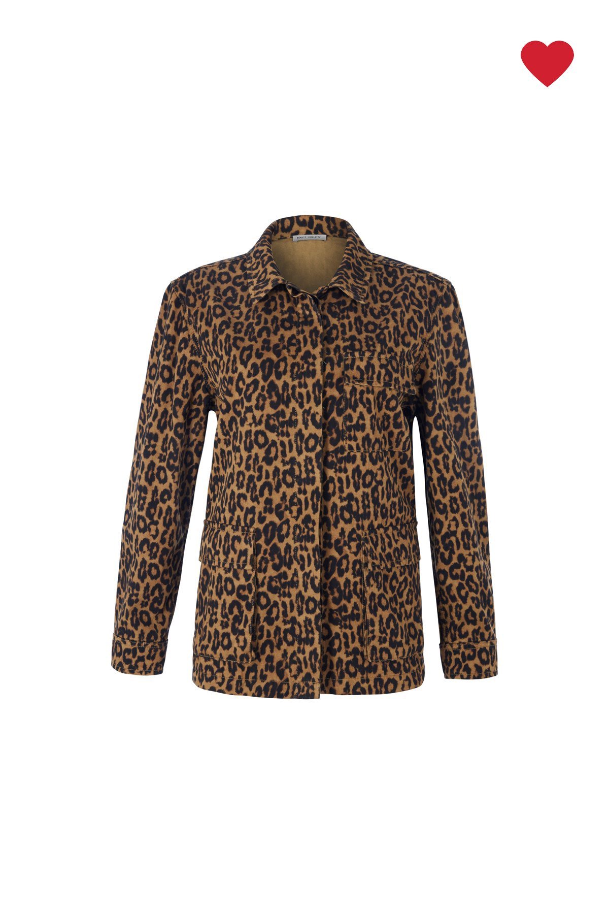 Camel Leopar Baskılı Oversize Denim Ceket