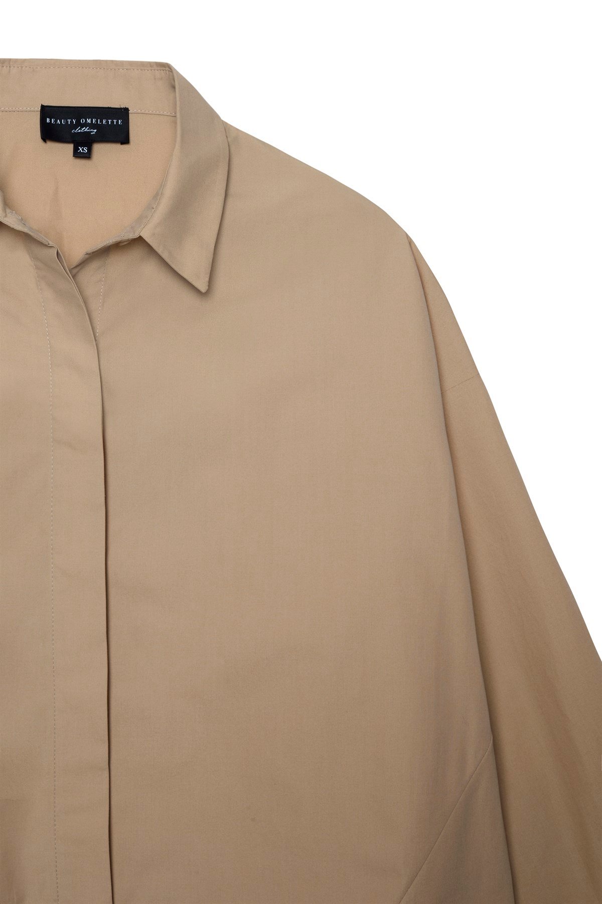 Camel Oversize Poplin Gömlek