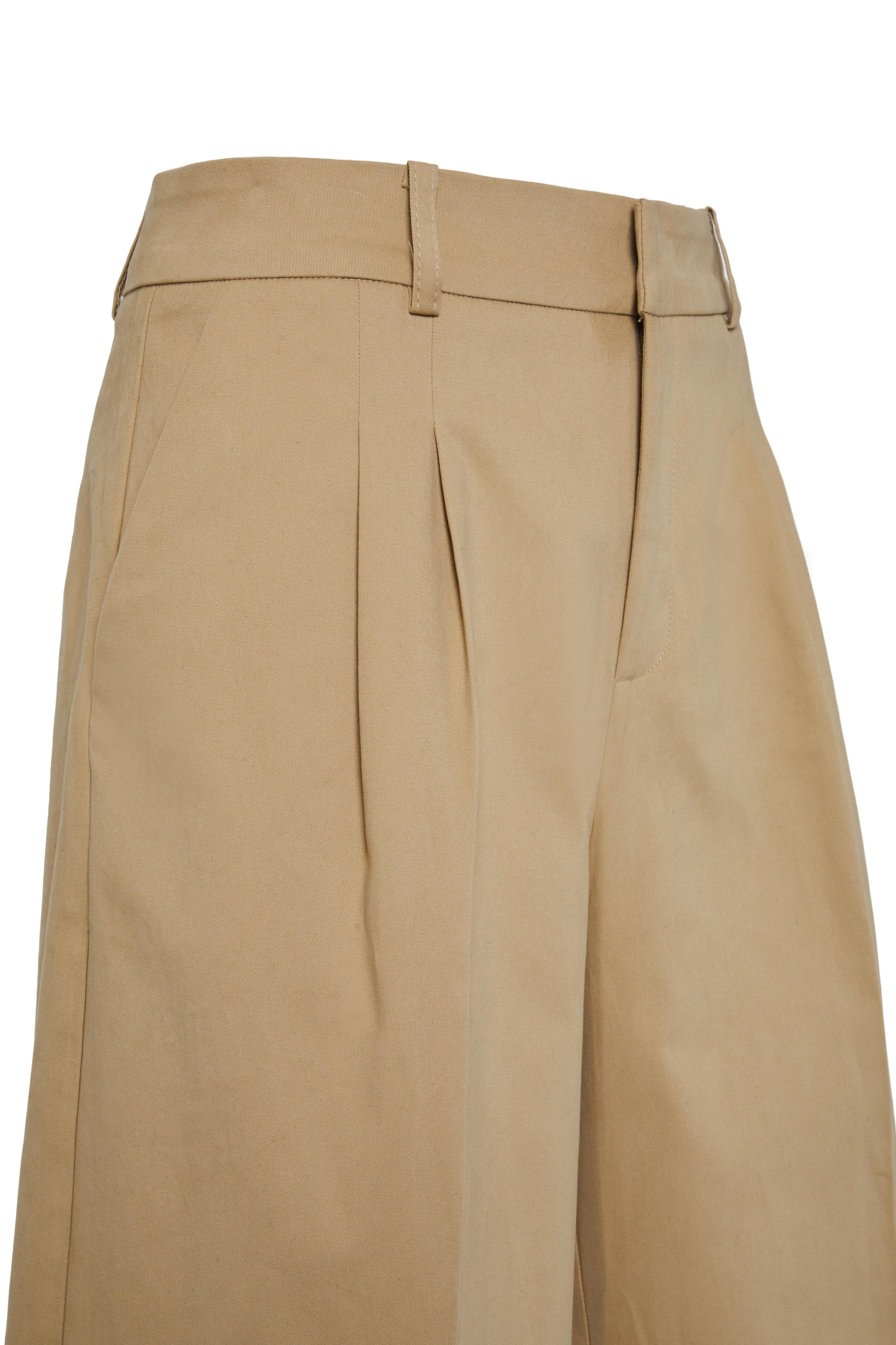 Camel Pilili Bol Paça Uzun Pantolon