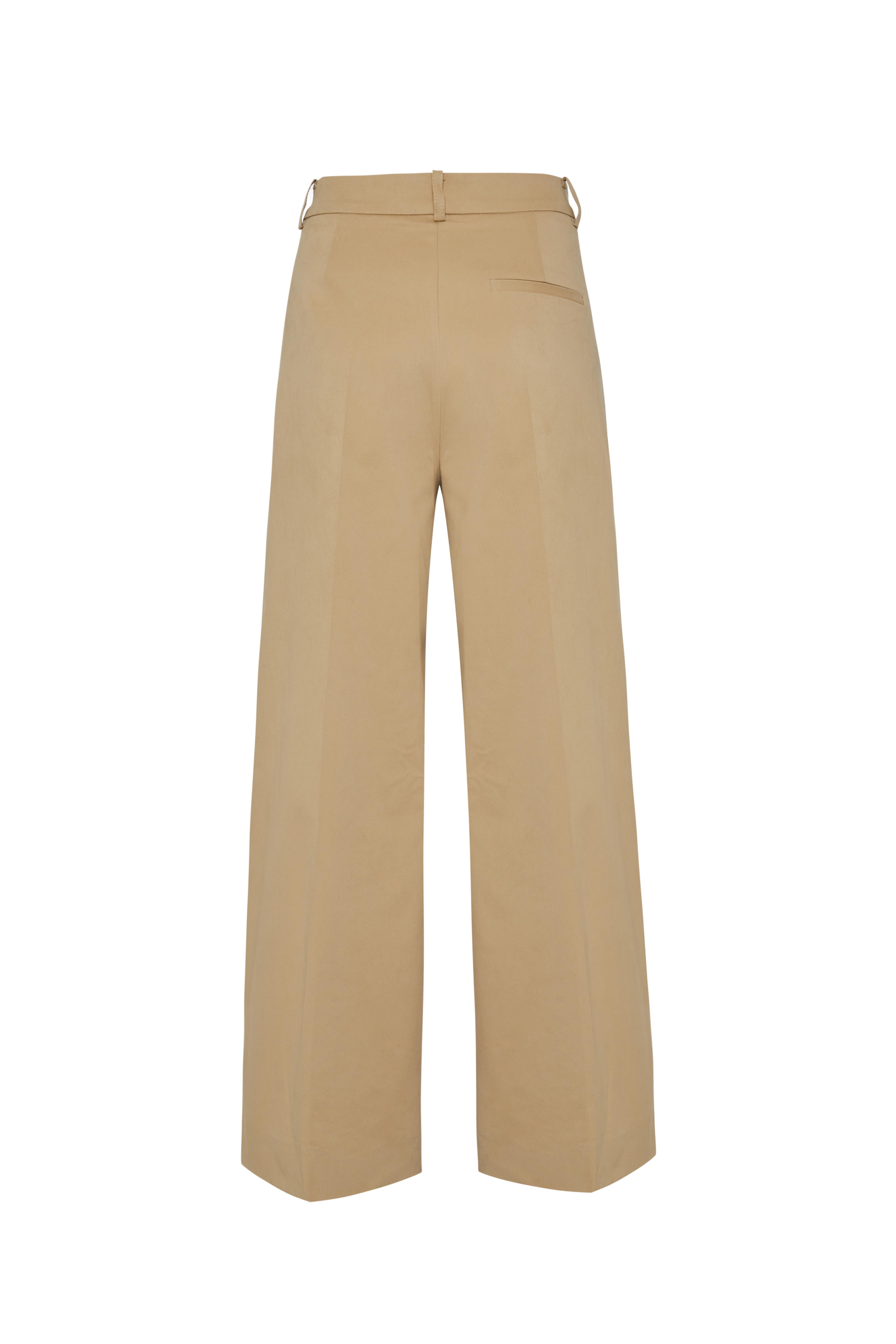 Camel Pilili Bol Paça Uzun Pantolon