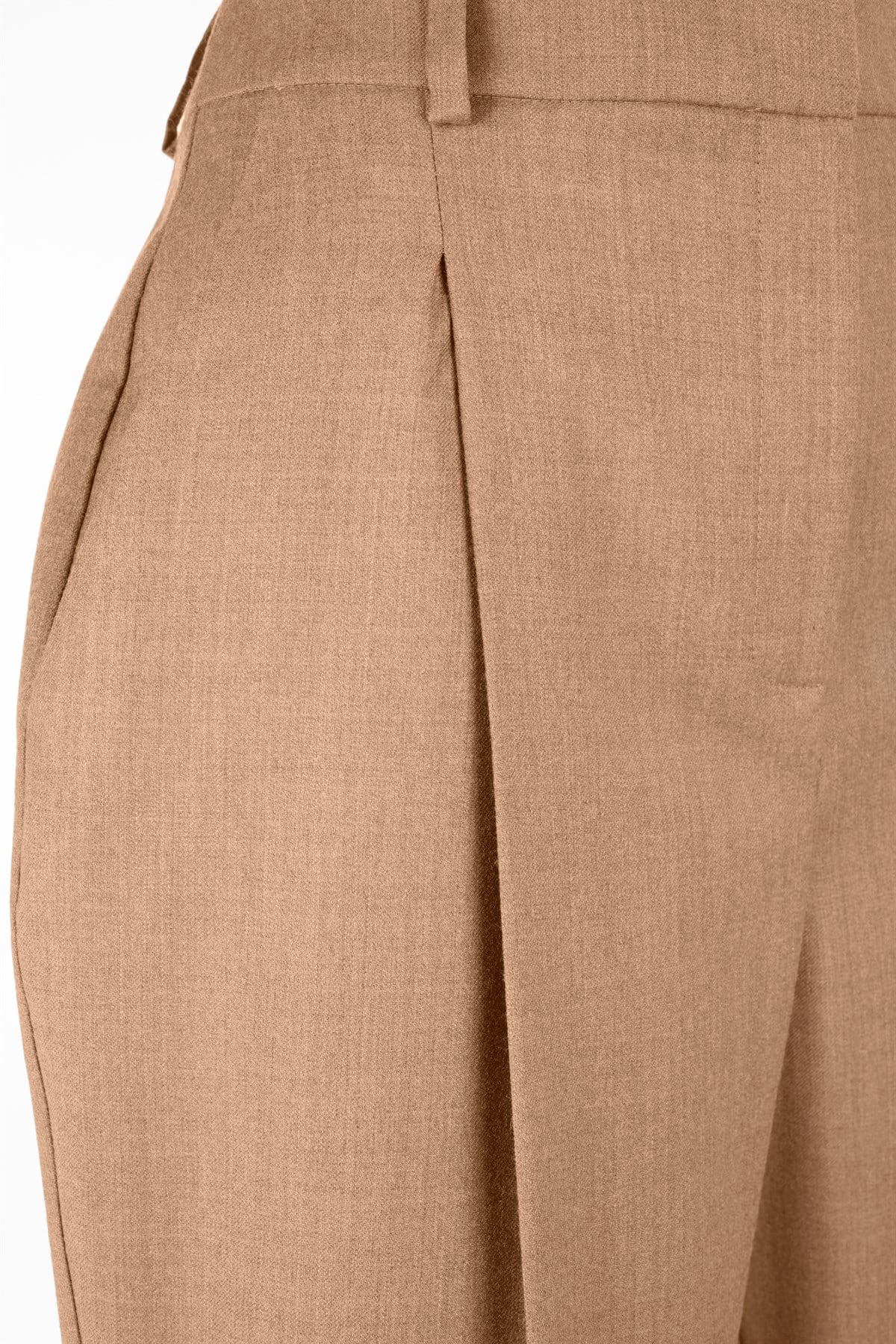 Camel Pilili Yünlü Takım Pantolon