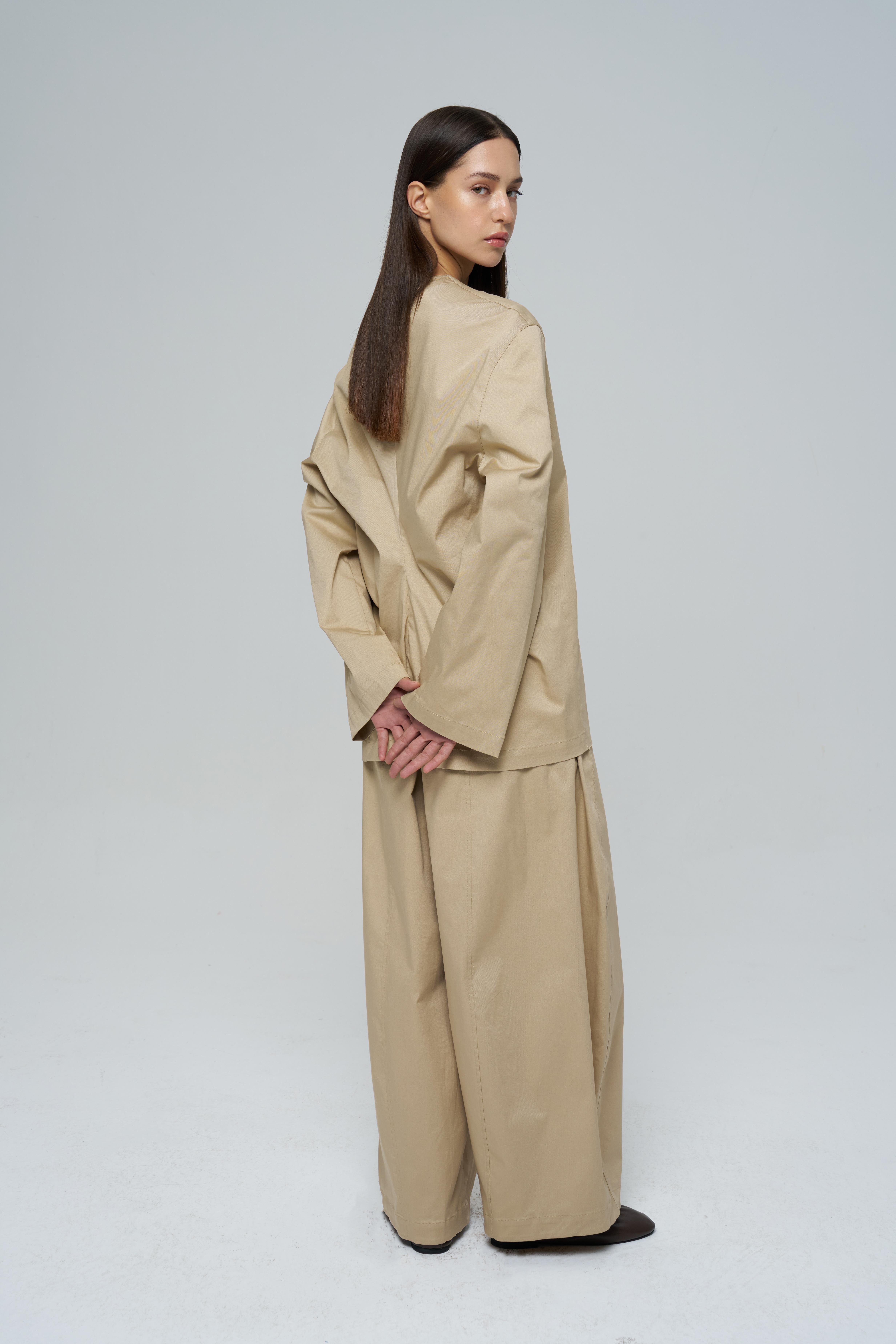 Camel Poplin Gömlek Ceket